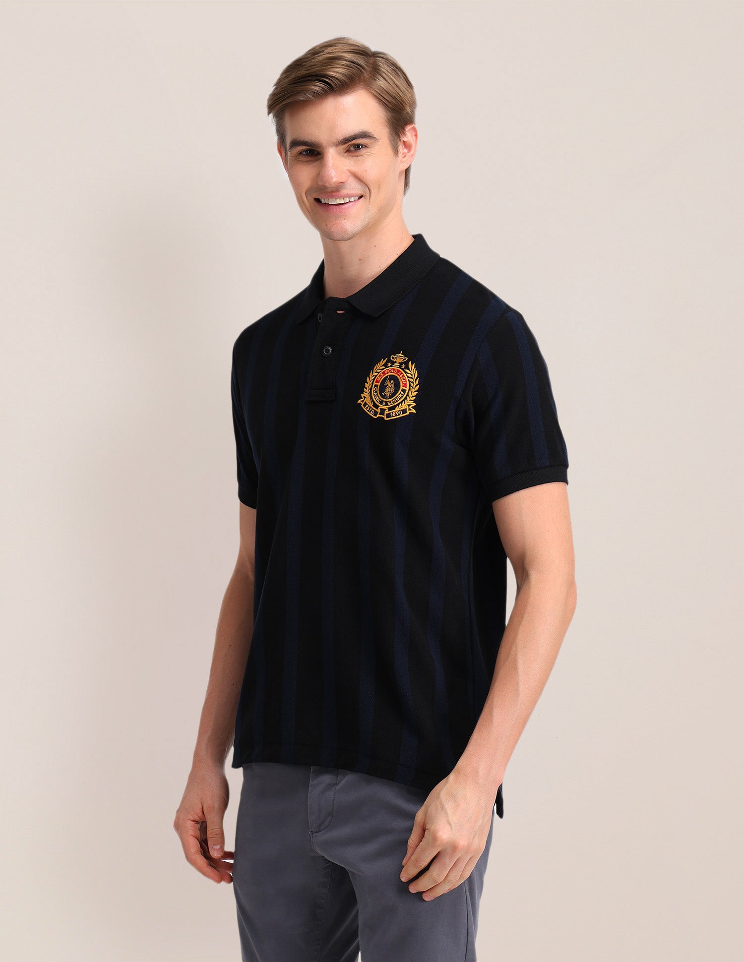 Solid Slim Fit Polo Shirt Navy - U.S. POLO ASSN. | Large