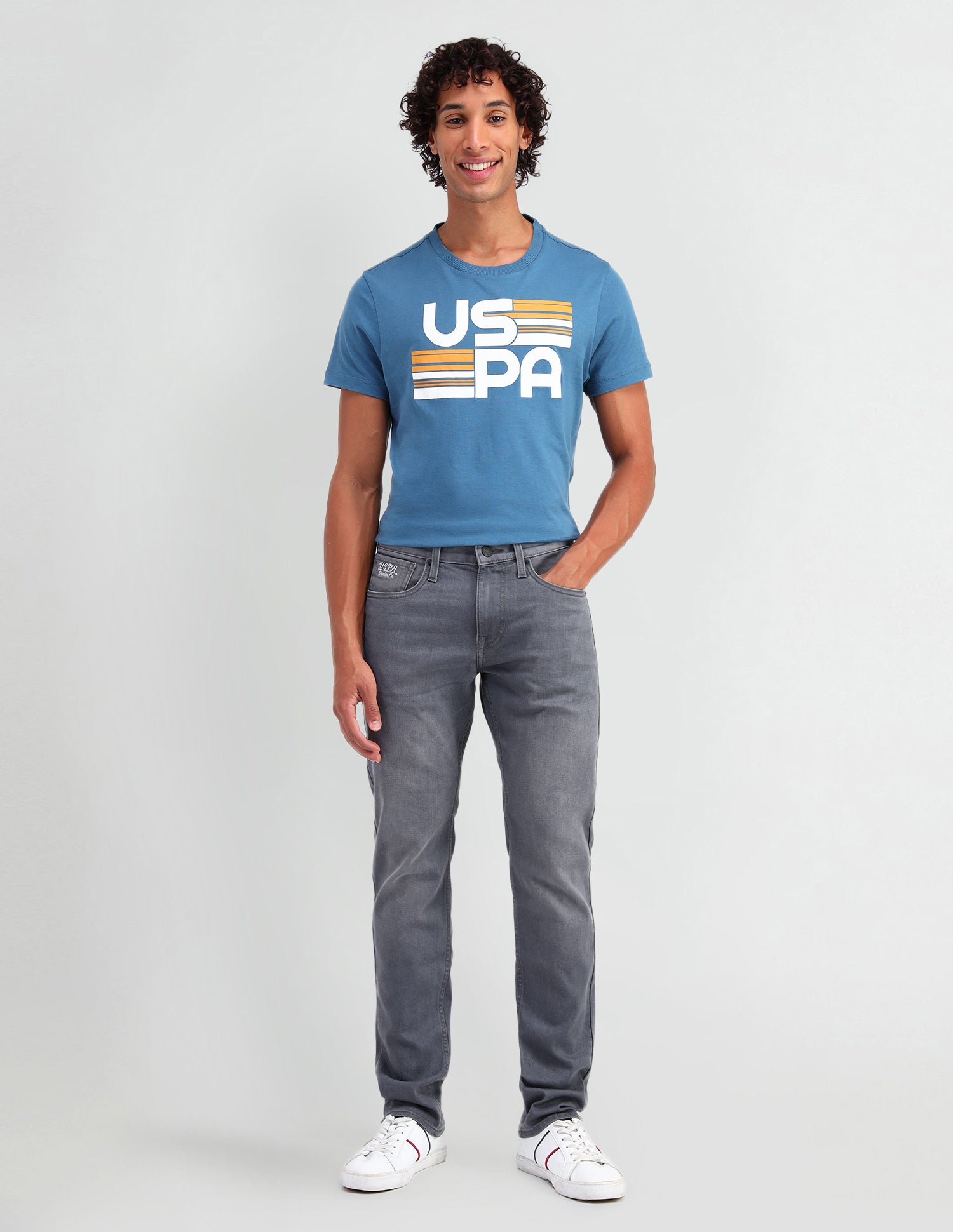 Brandon Slim Tapered Fit Grey Jeans Grey - U.S. Polo Assn. India | Large