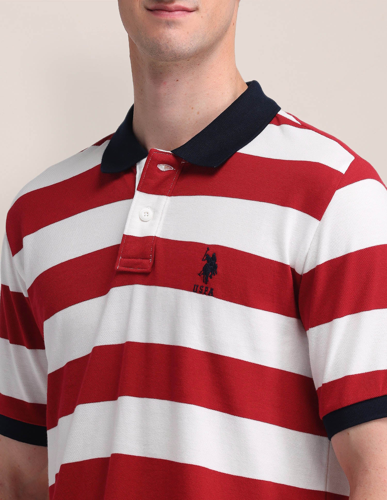 Horizontal Striped Slim Fit Polo Shirt Red - U.S. POLO ASSN. | Large