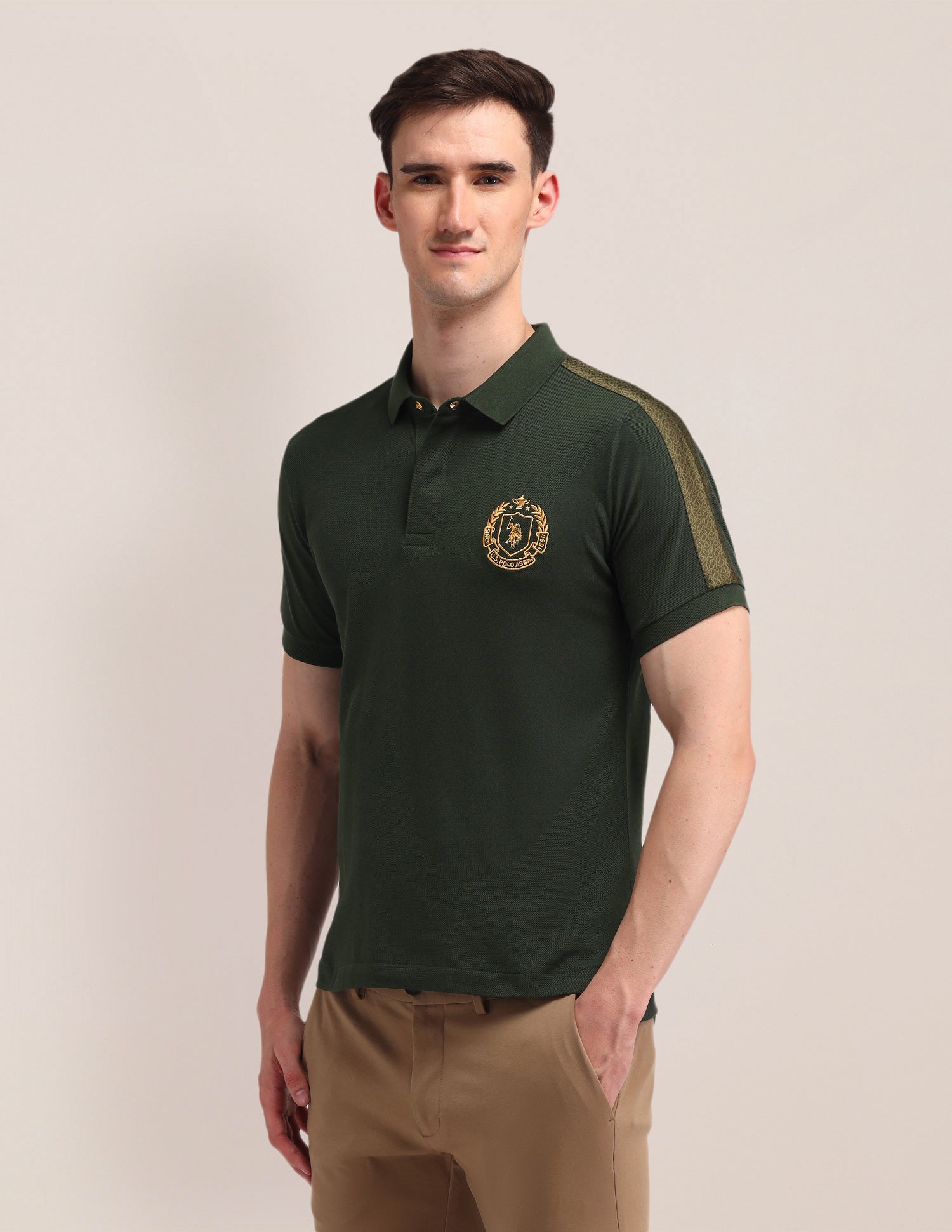 Solid Cotton Polo Shirt Olive - U.S. POLO ASSN. | Large