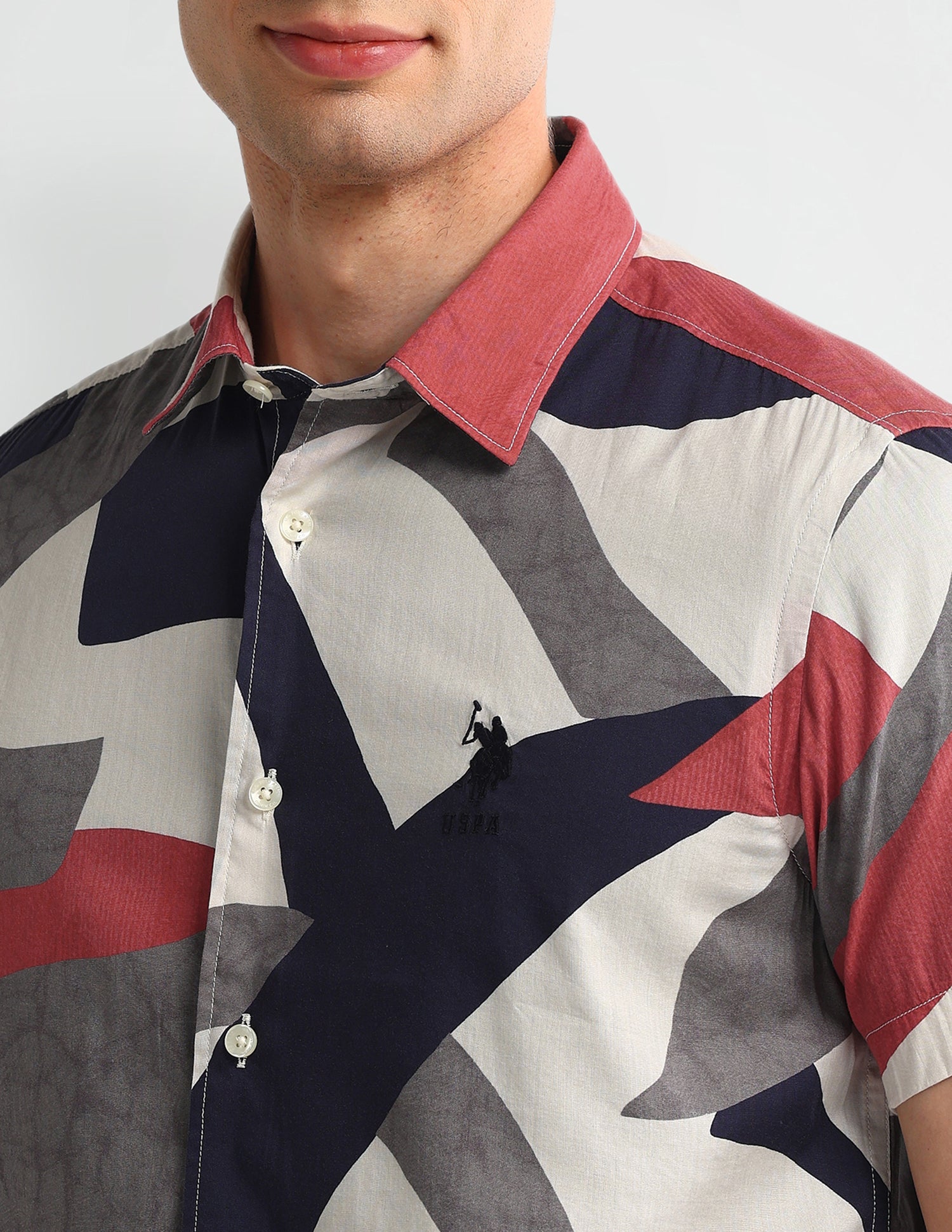 Abstract Slim Fit Shirt Red - U.S. Polo Assn. India | Large