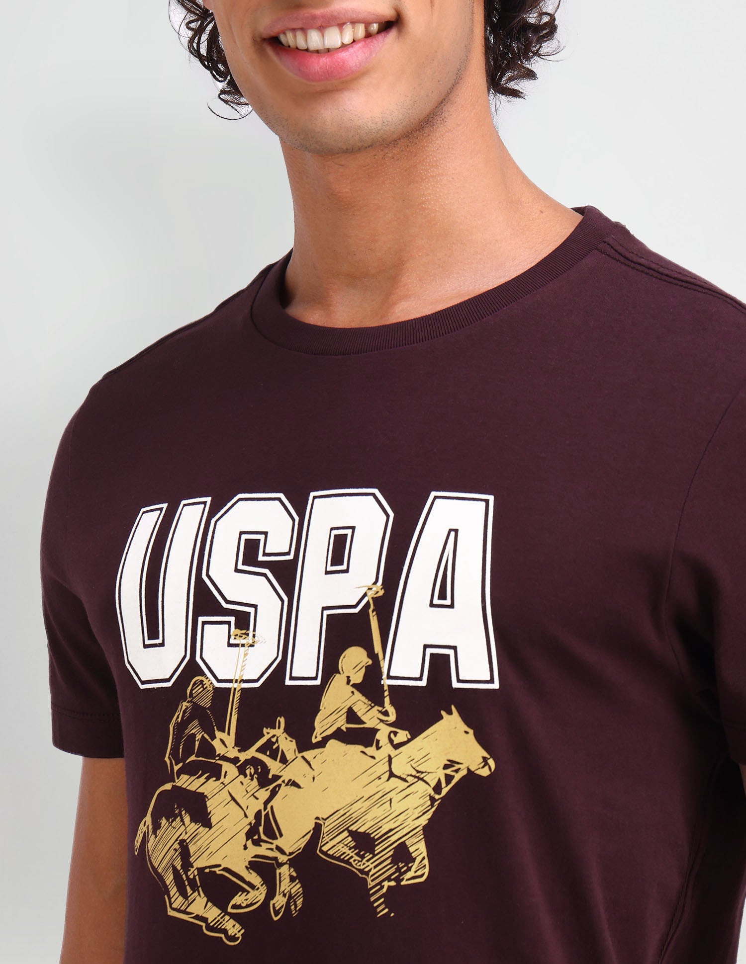 Brand Printed Muscle Fit T-Shirt Robibos Tea - U.S. Polo Assn. India | Large