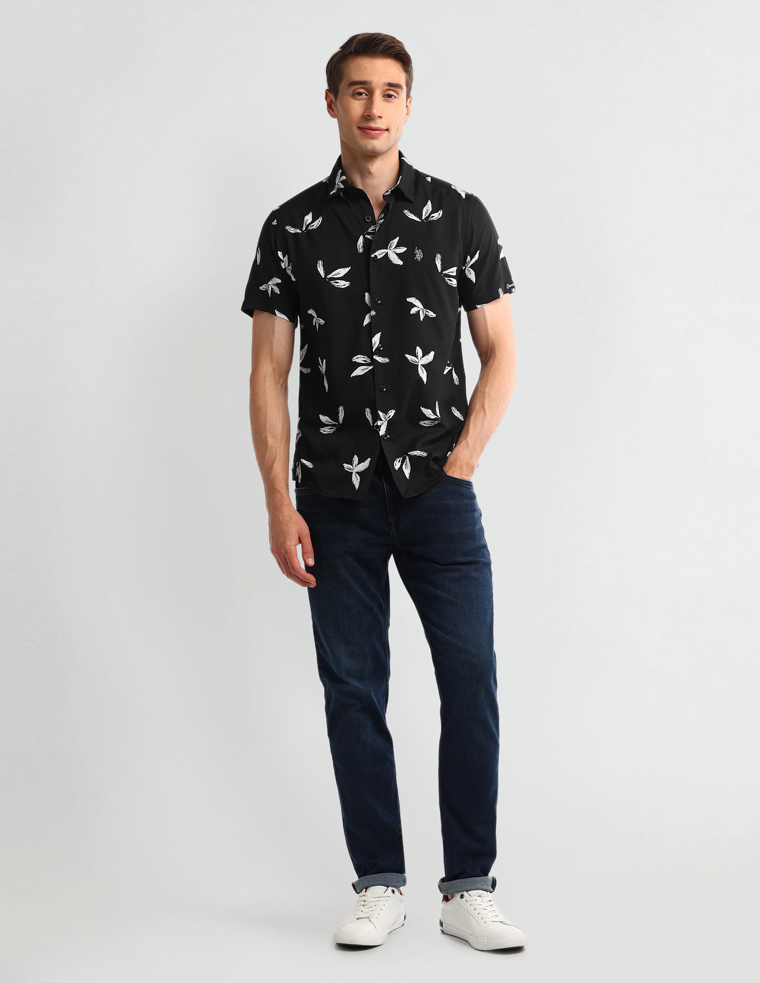 Floral Slim Fit Shirt Black - U.S. Polo Assn. India | Large