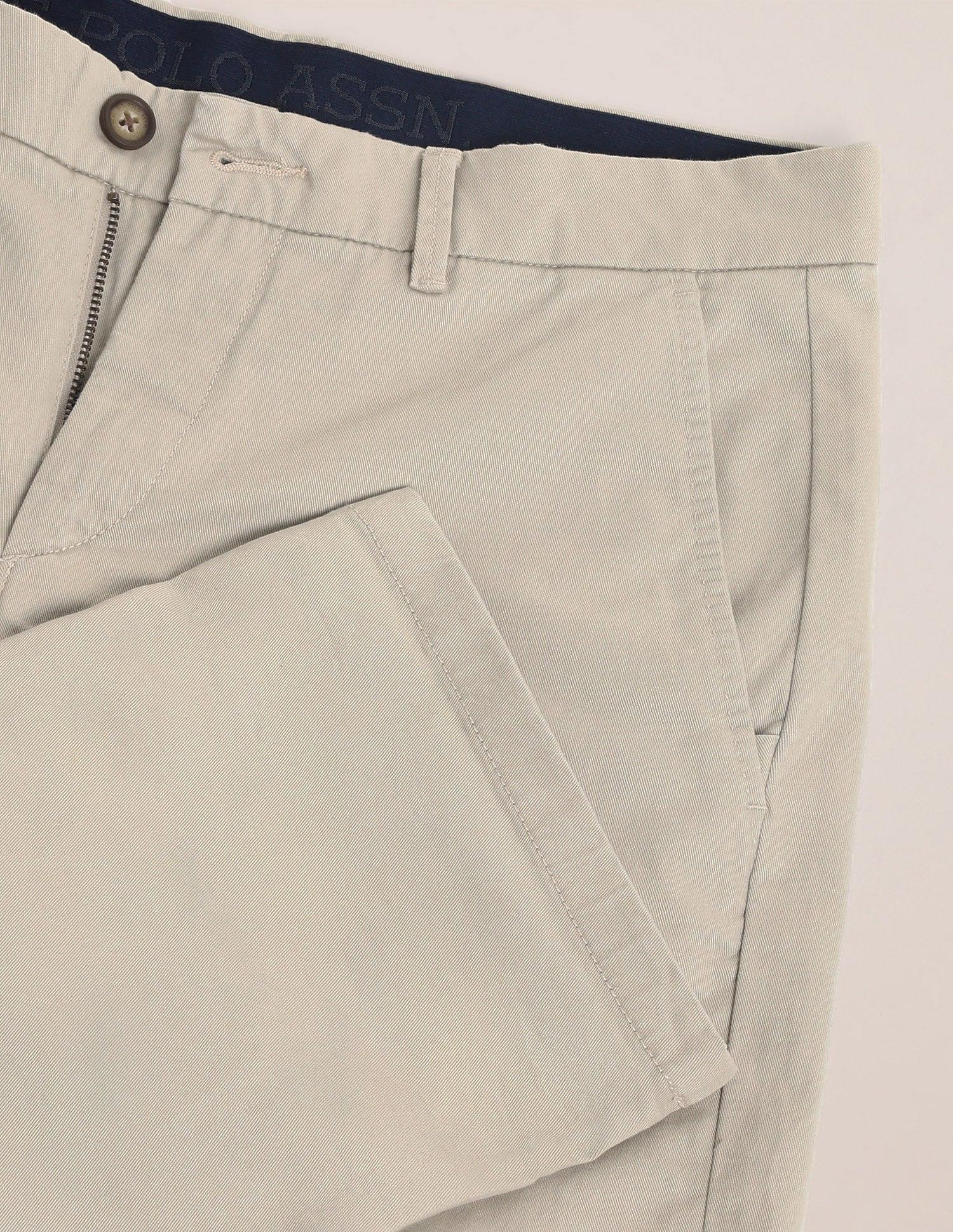 Riley Straight Fit Twill Trousers Beige - U.S. POLO ASSN. | Large