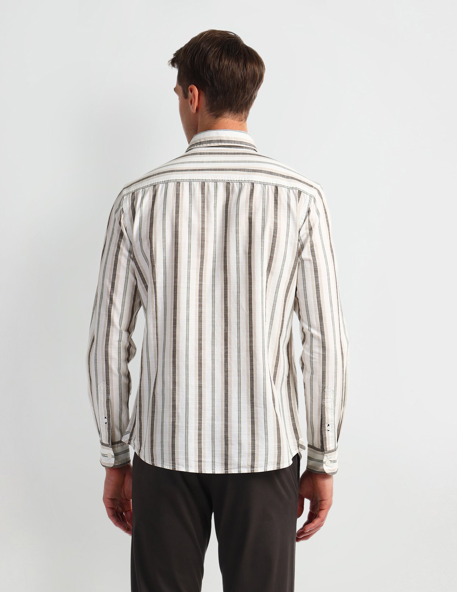 Vertical Striped Slim Fit Shirt Dark-Brown - U.S. Polo Assn. India | Large
