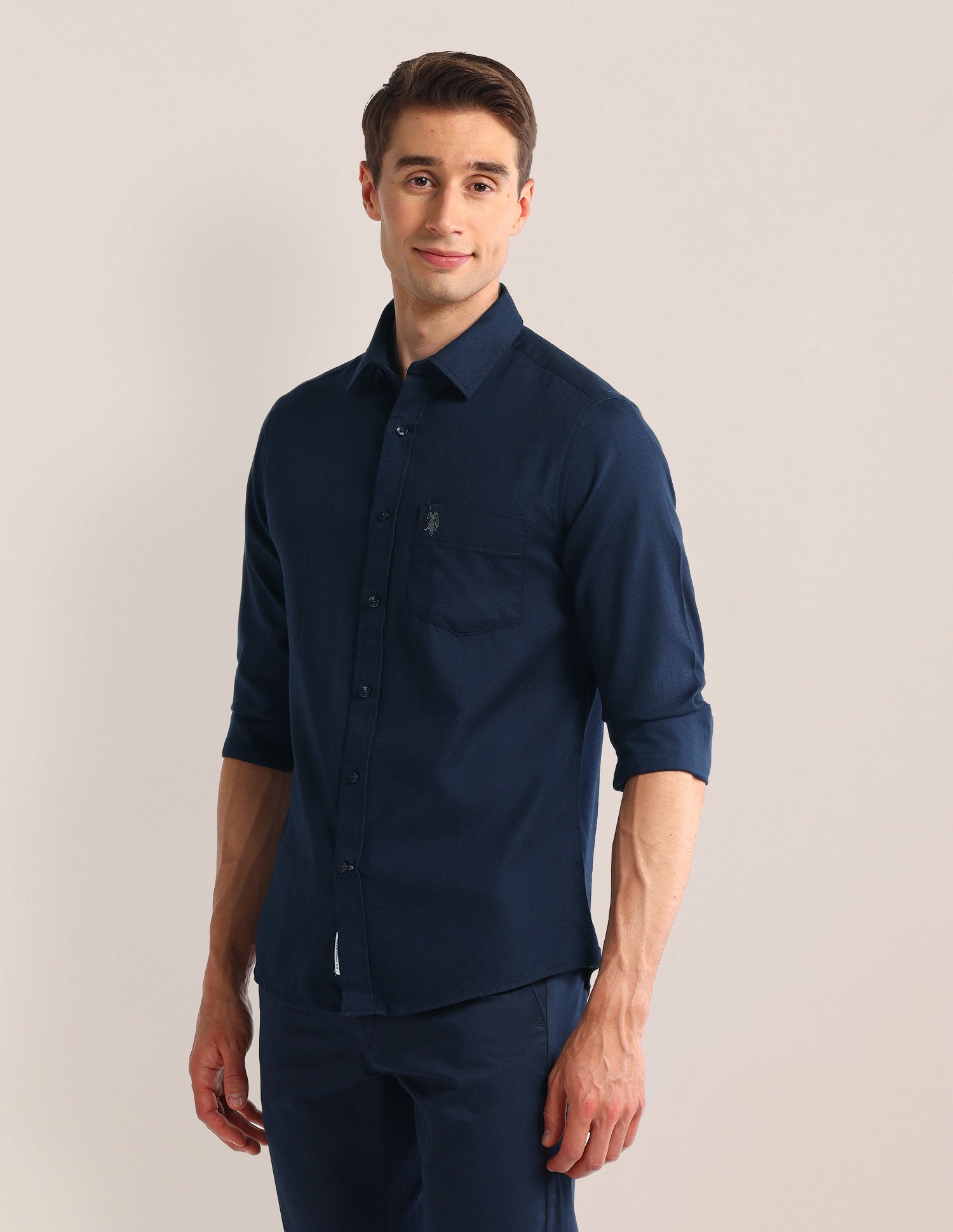 Solid Regular Fit Shirt Navy - U.S. POLO ASSN. | Large