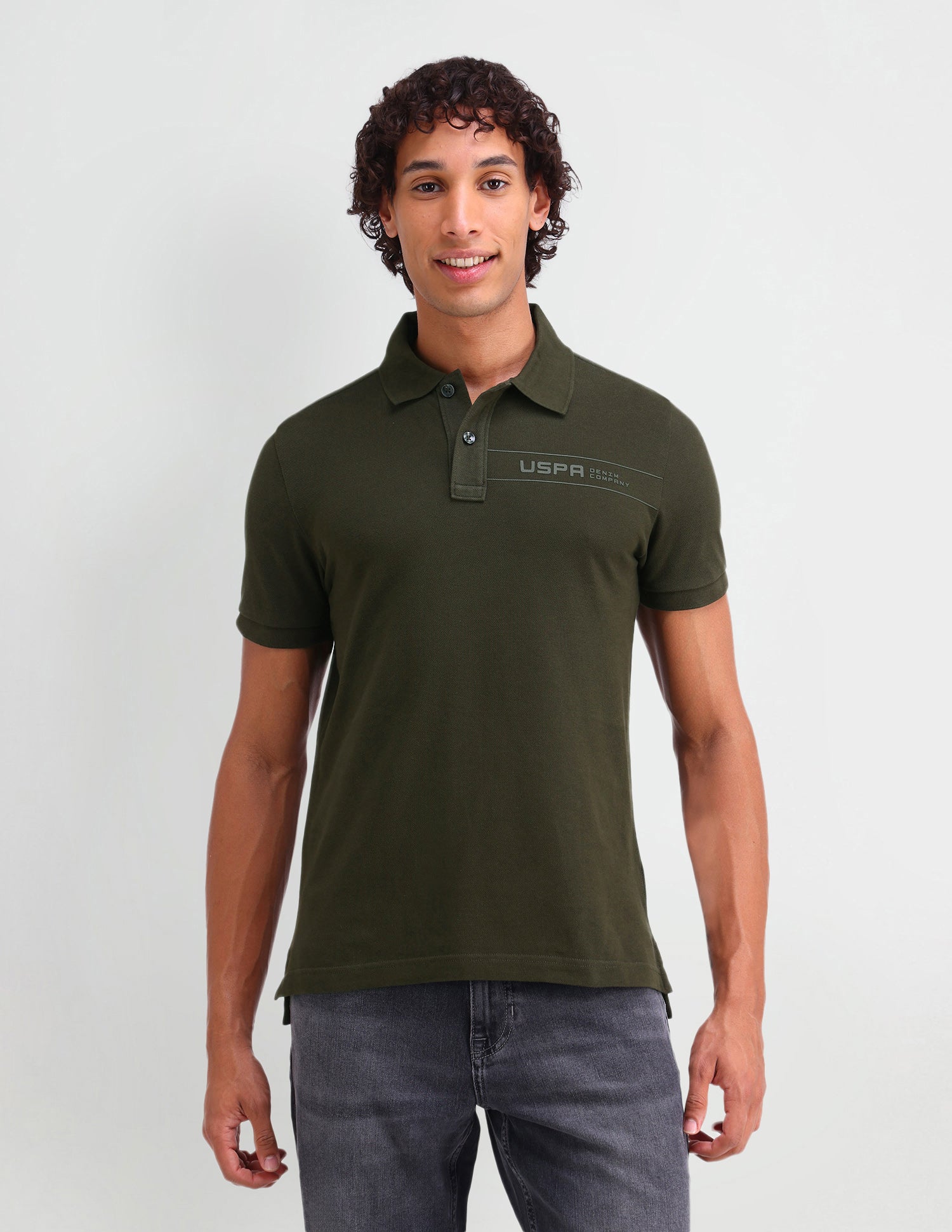 Solid Muscle Fit Polo Shirt Olive Branch - U.S. Polo Assn. India | Large