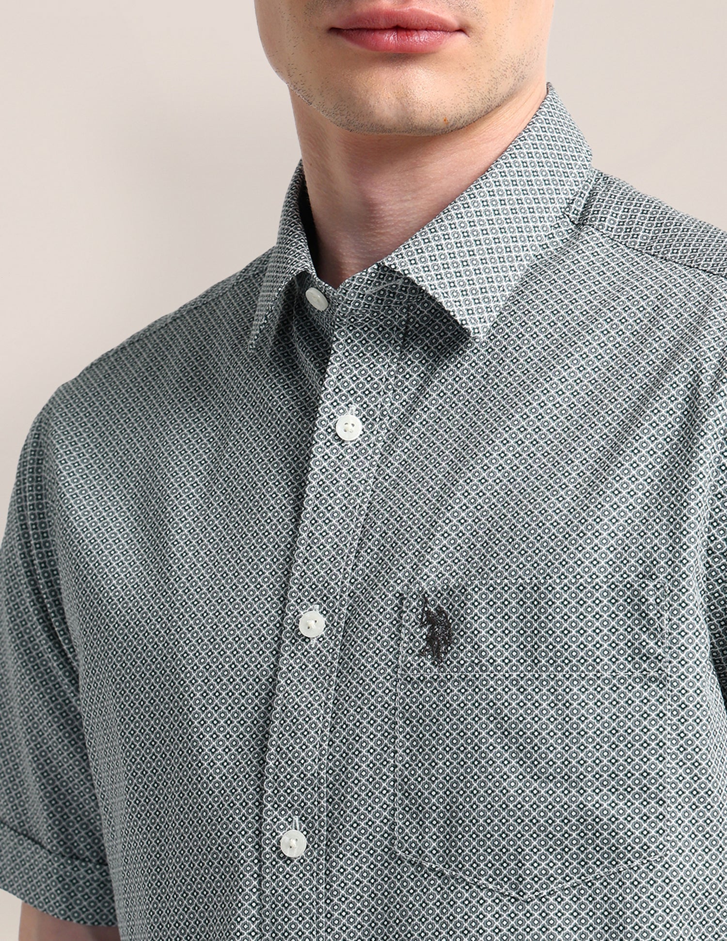 Geometric Regular Fit Shirt Grey - U.S. Polo Assn. India | Large