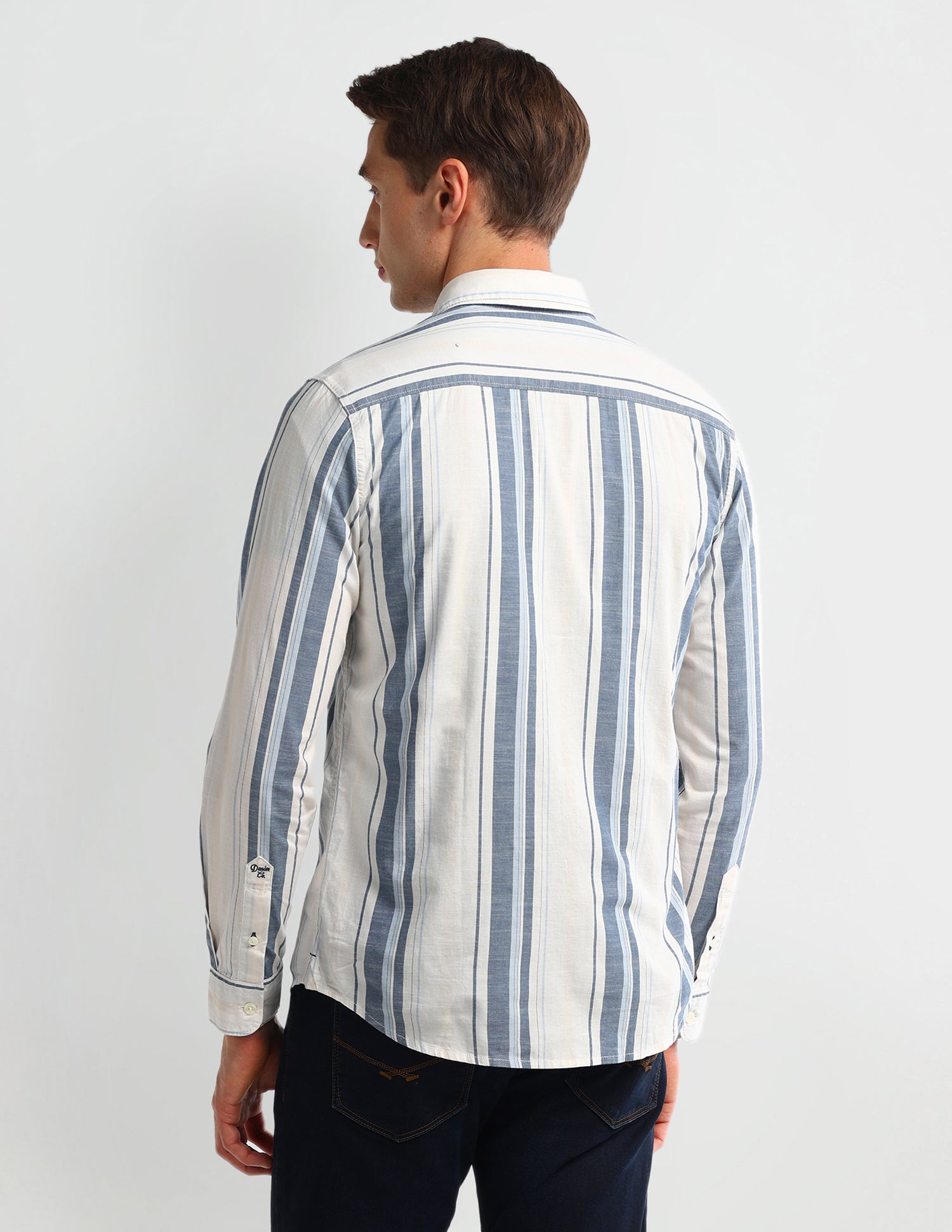 Vertical Striped Slim Fit Shirt Greyish-Blue - U.S. POLO ASSN. | Large