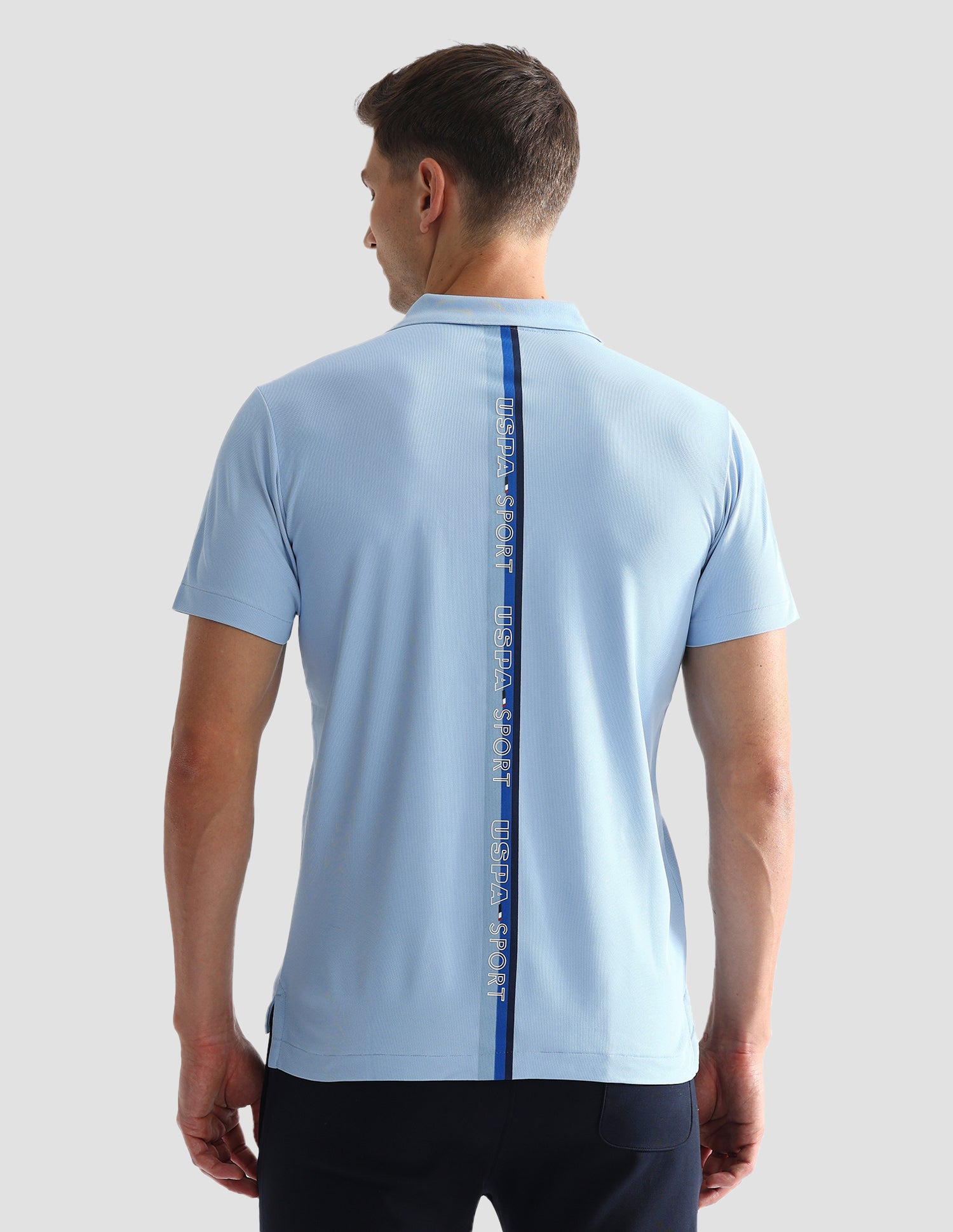 Horizontal Striped Slim Polo Shirt Light Blue - U.S. Polo Assn. India | Large