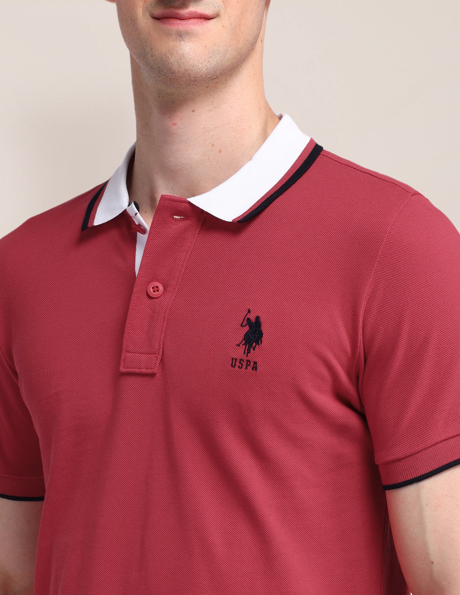 Solid Slim Fit Polo Shirt Red - U.S. Polo Assn. India | Large