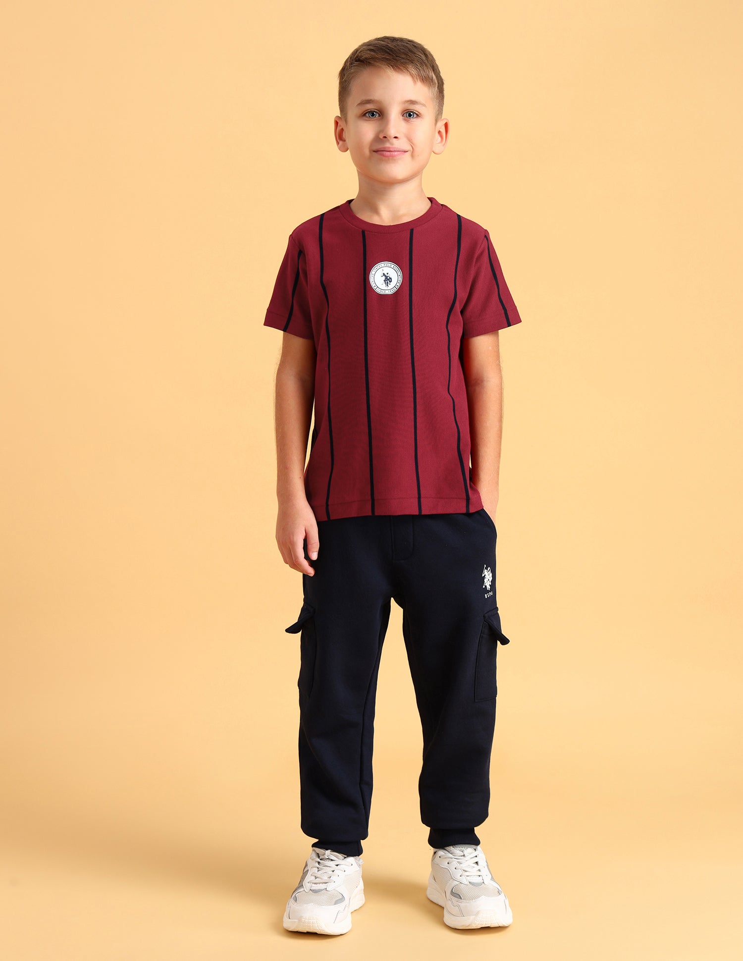 Boys Crew Neck Vertical Striped T-Shirt Multi - U.S. Polo Assn. India | Large