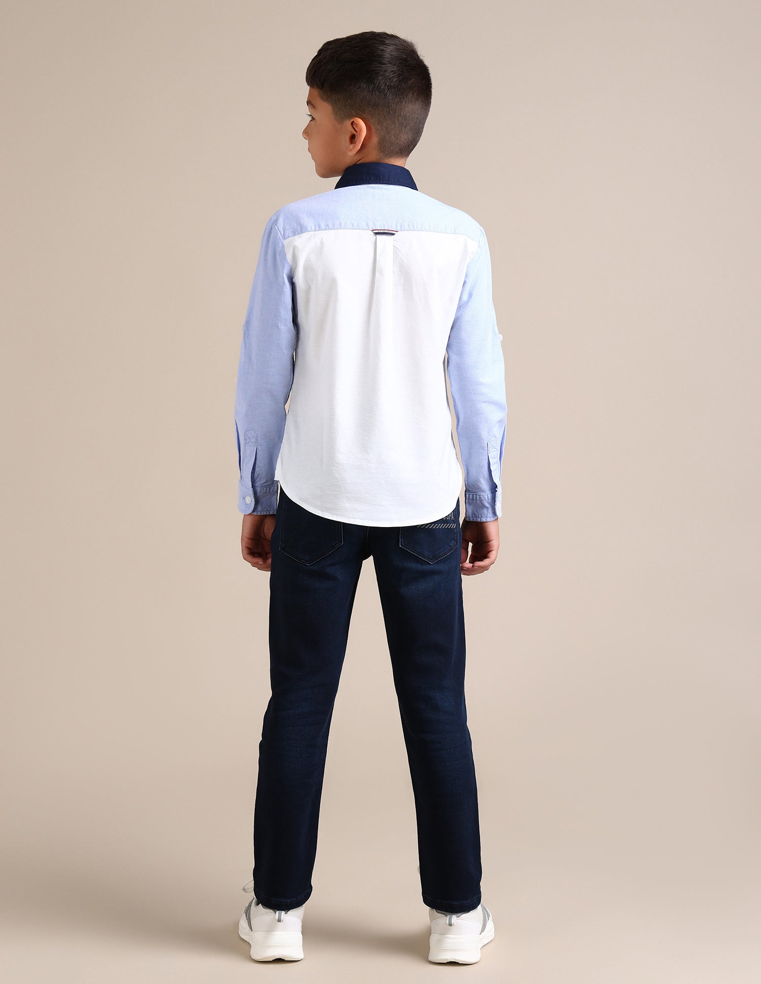 Boys Regular Fit Colour Blocked Shirt White - U.S. Polo Assn. India | Large