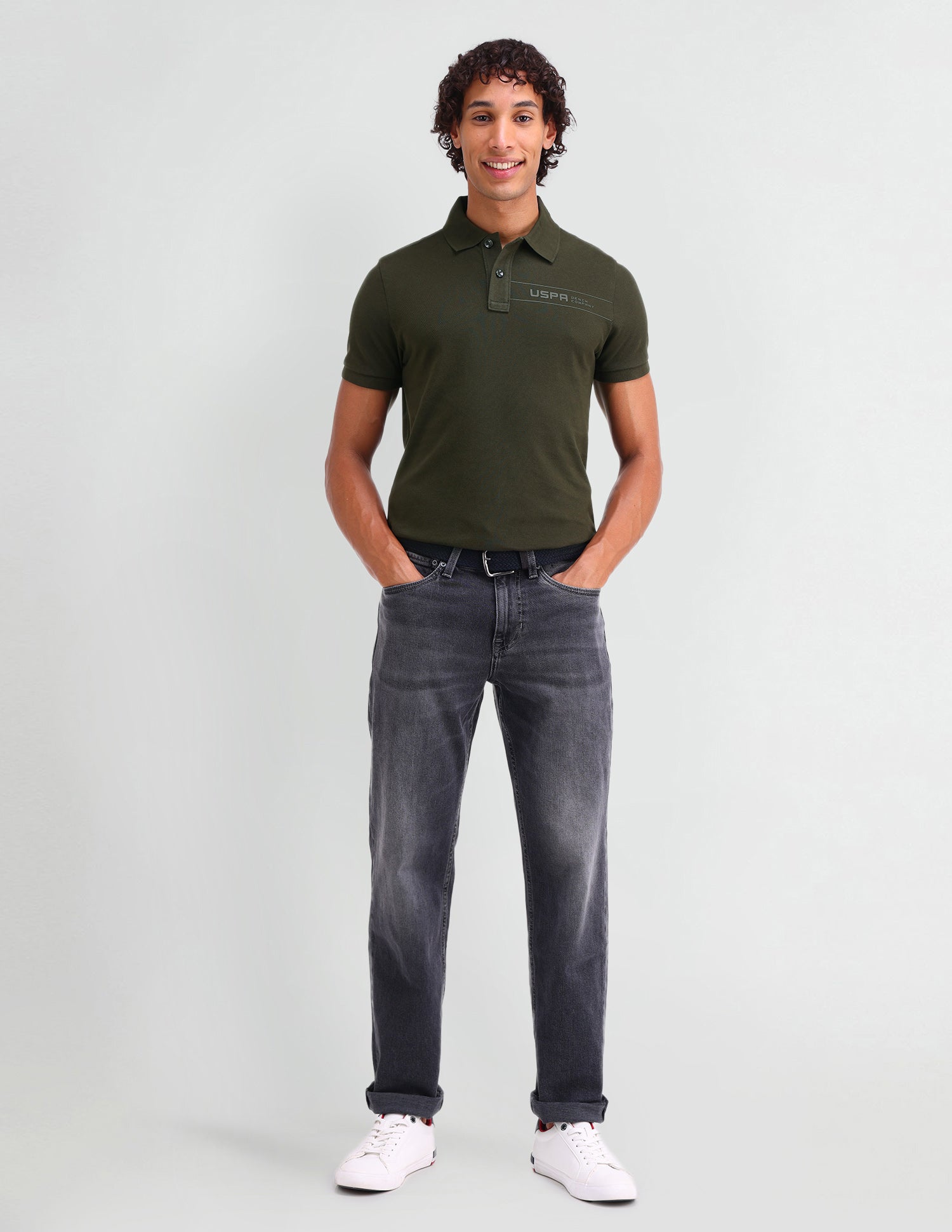 Solid Muscle Fit Polo Shirt Olive Branch - U.S. Polo Assn. India | Large