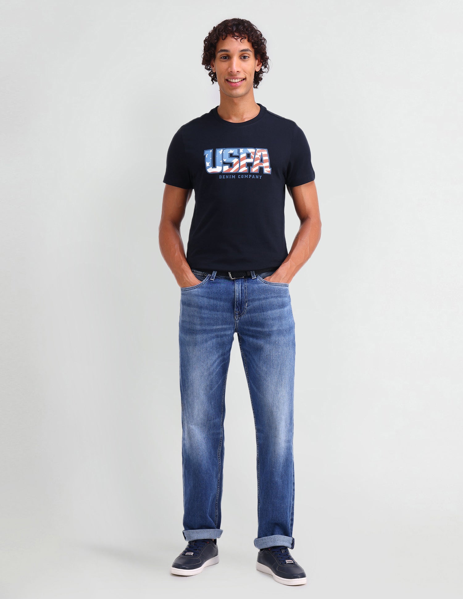 Brand Printed Muscle Fit T-Shirt Navy - U.S. Polo Assn. India | Large
