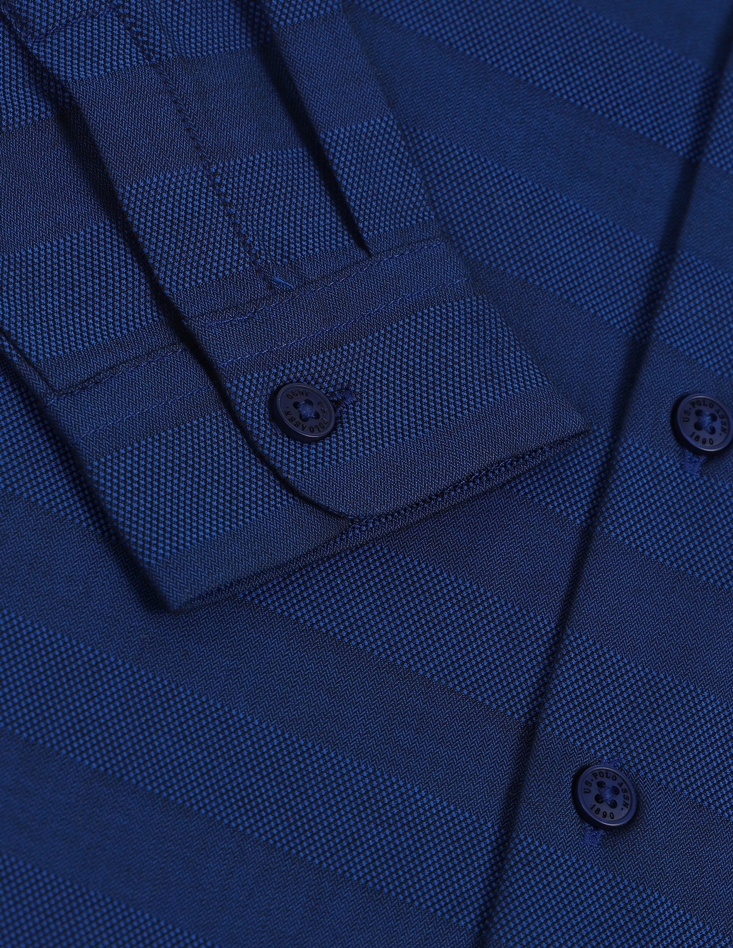 Boys Regular Fit Dobby Weave Textured Shirt Blue - U.S. POLO ASSN. | Large