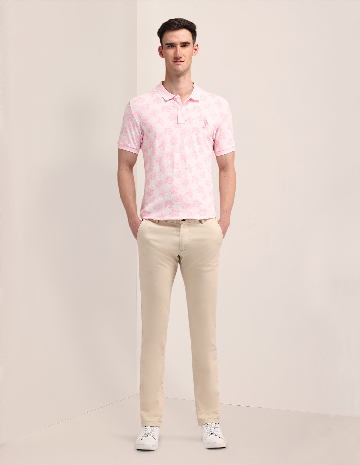 Abstract Cotton Polo Shirt Light Pink - U.S. Polo Assn. India | Large