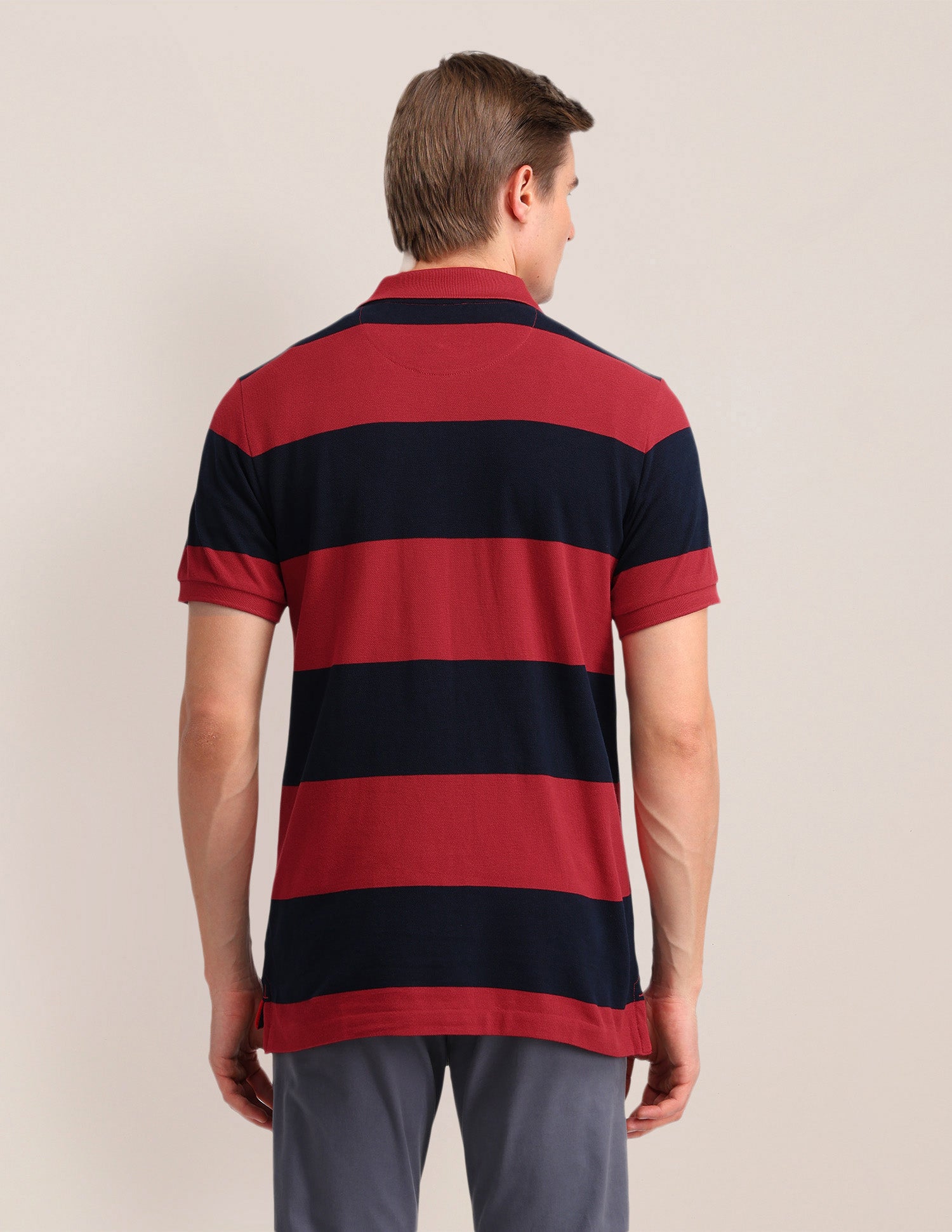 Horizontal Striped Cotton Polo Shirt Red - U.S. POLO ASSN. | Large