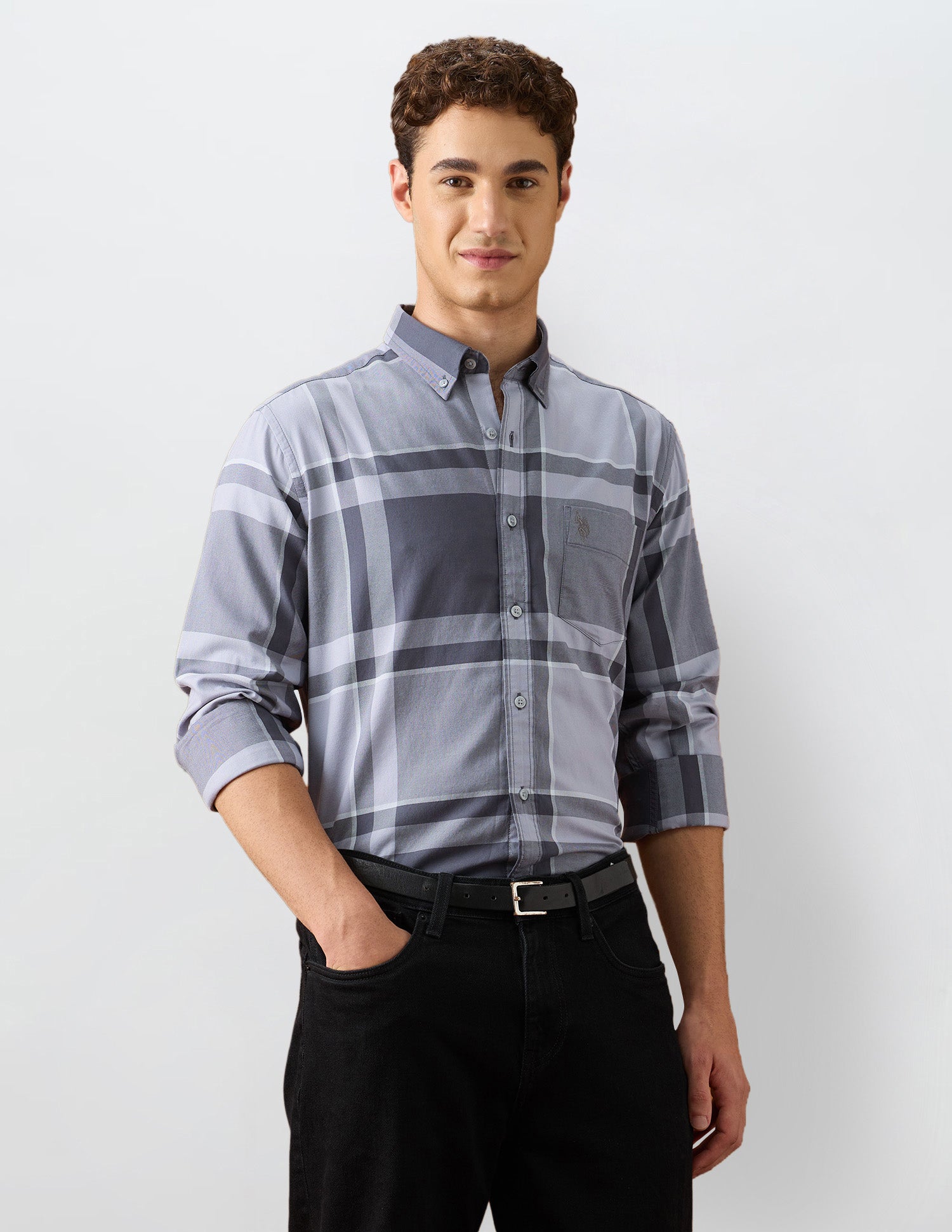 Plaid Checked Regular Fit Shirt Dark Grey - U.S. Polo Assn. India | Large