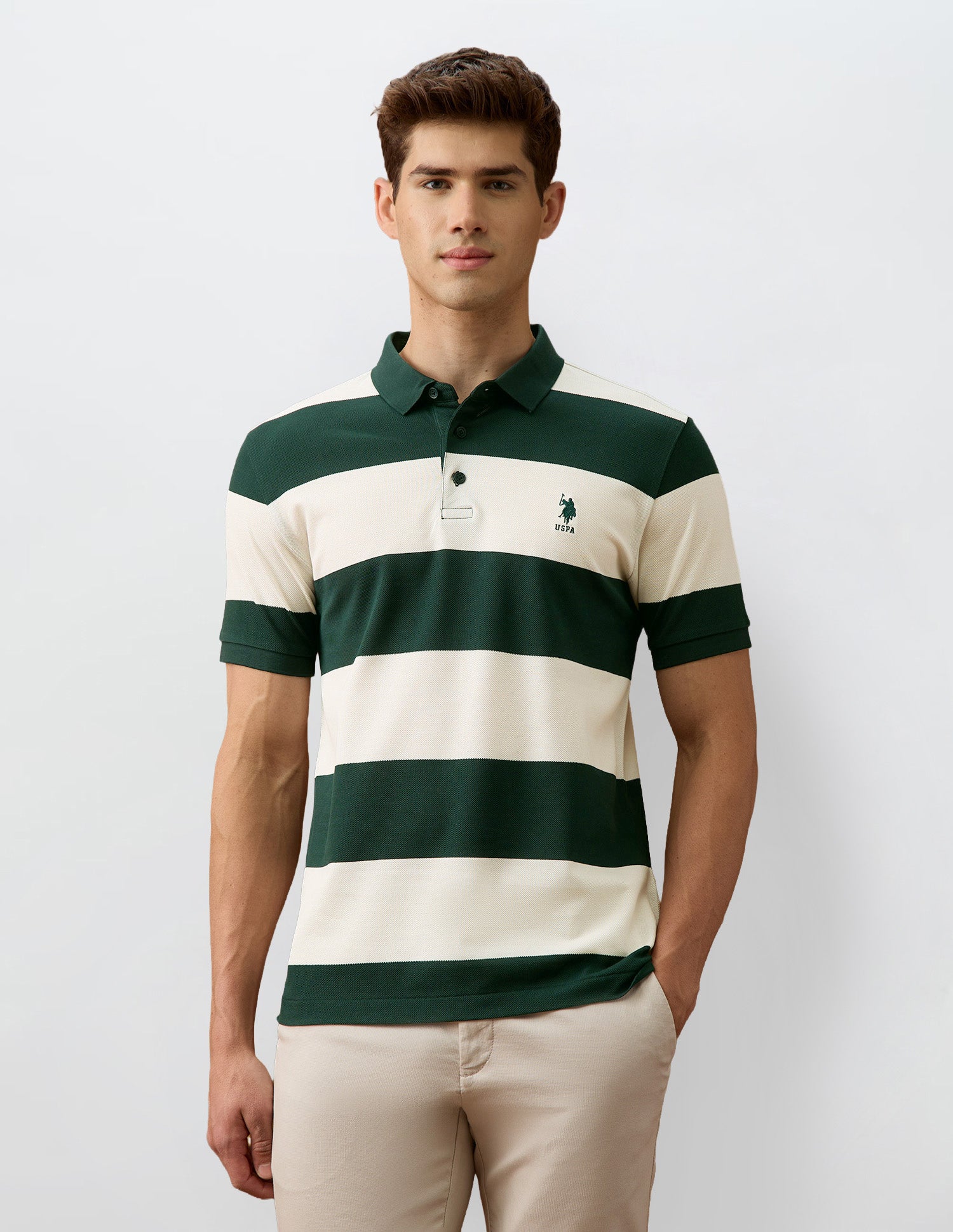 Horizontal Striped Slim Fit Polo Shirt