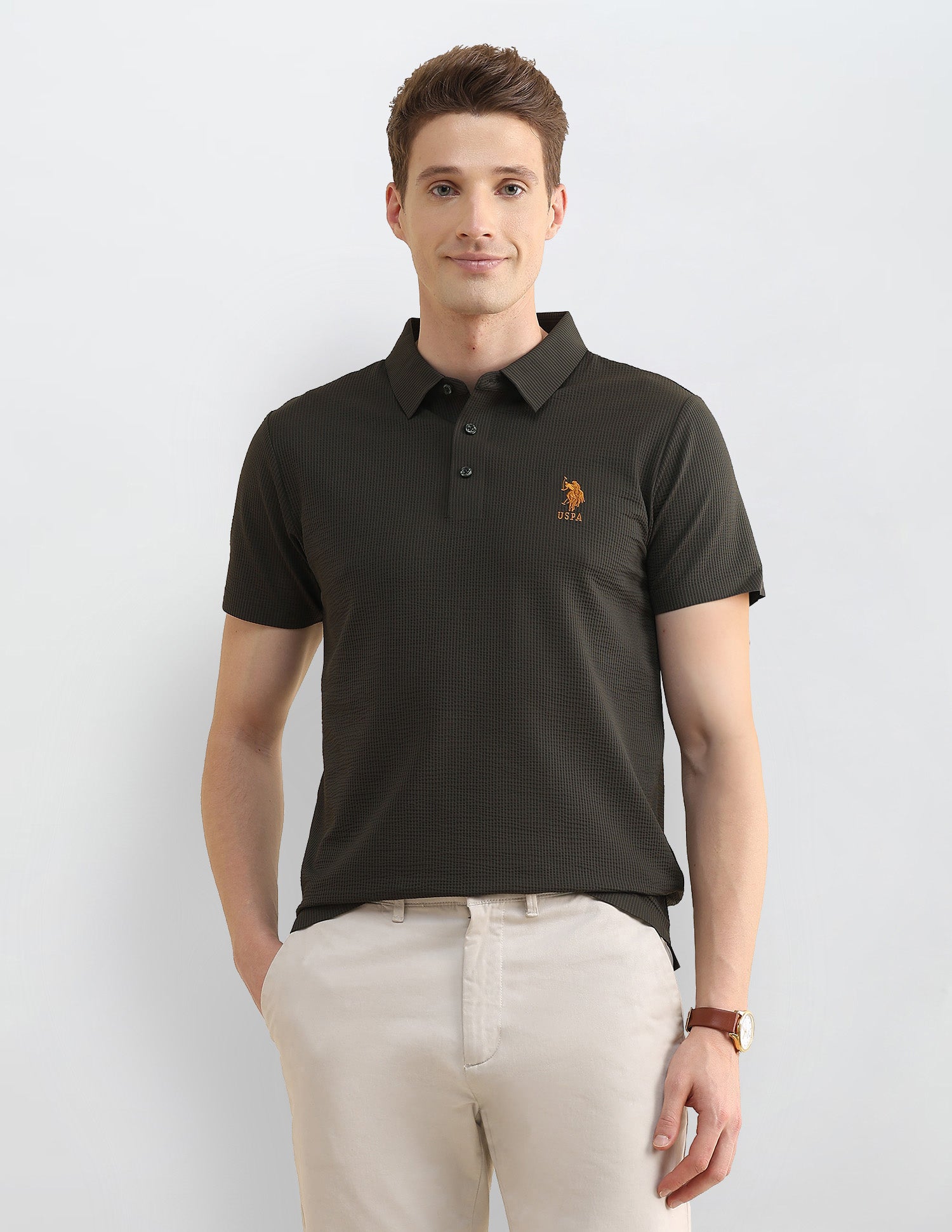 Textured Slim Fit Polo Shirt