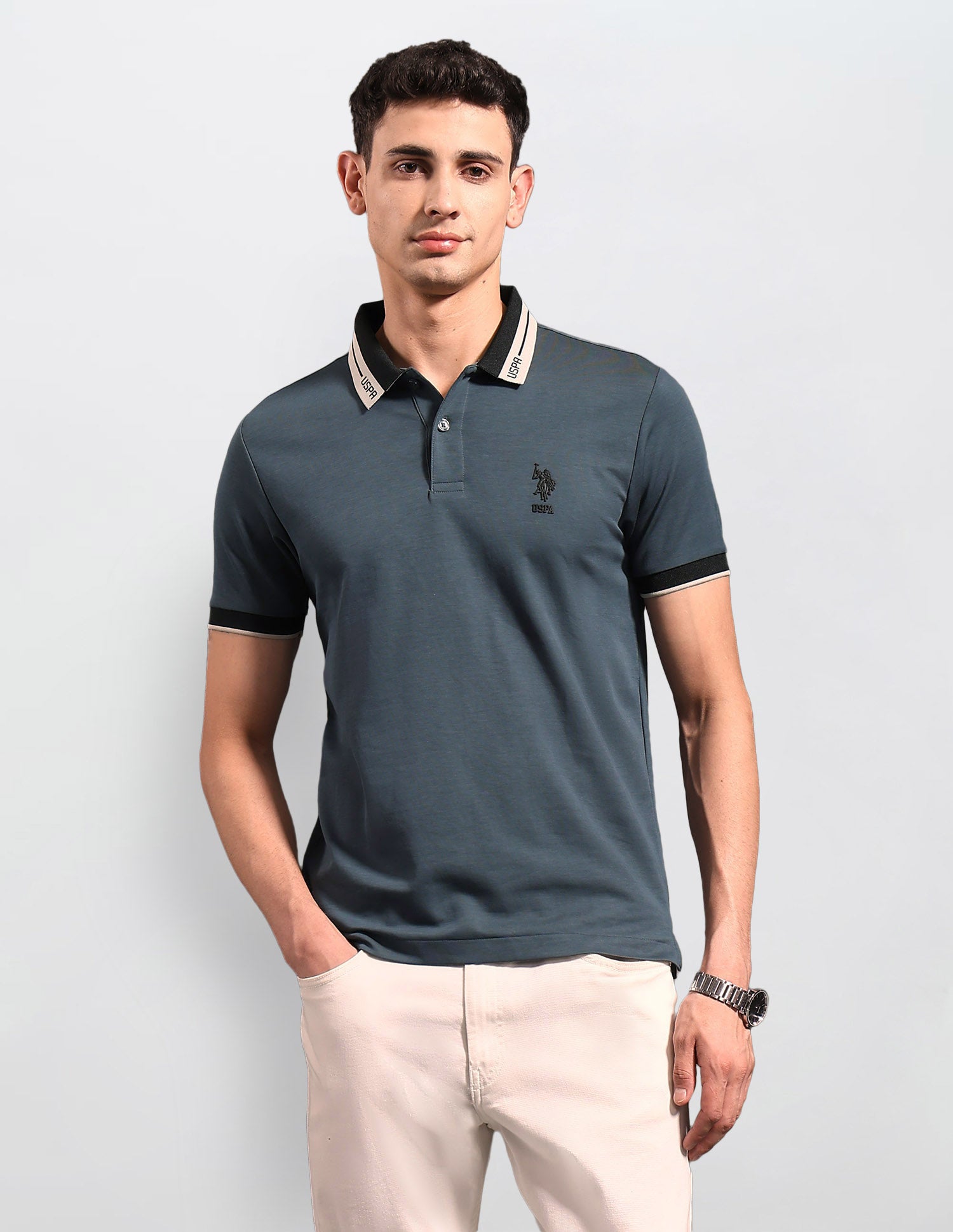 Solid Black & Gold Polo Shirt