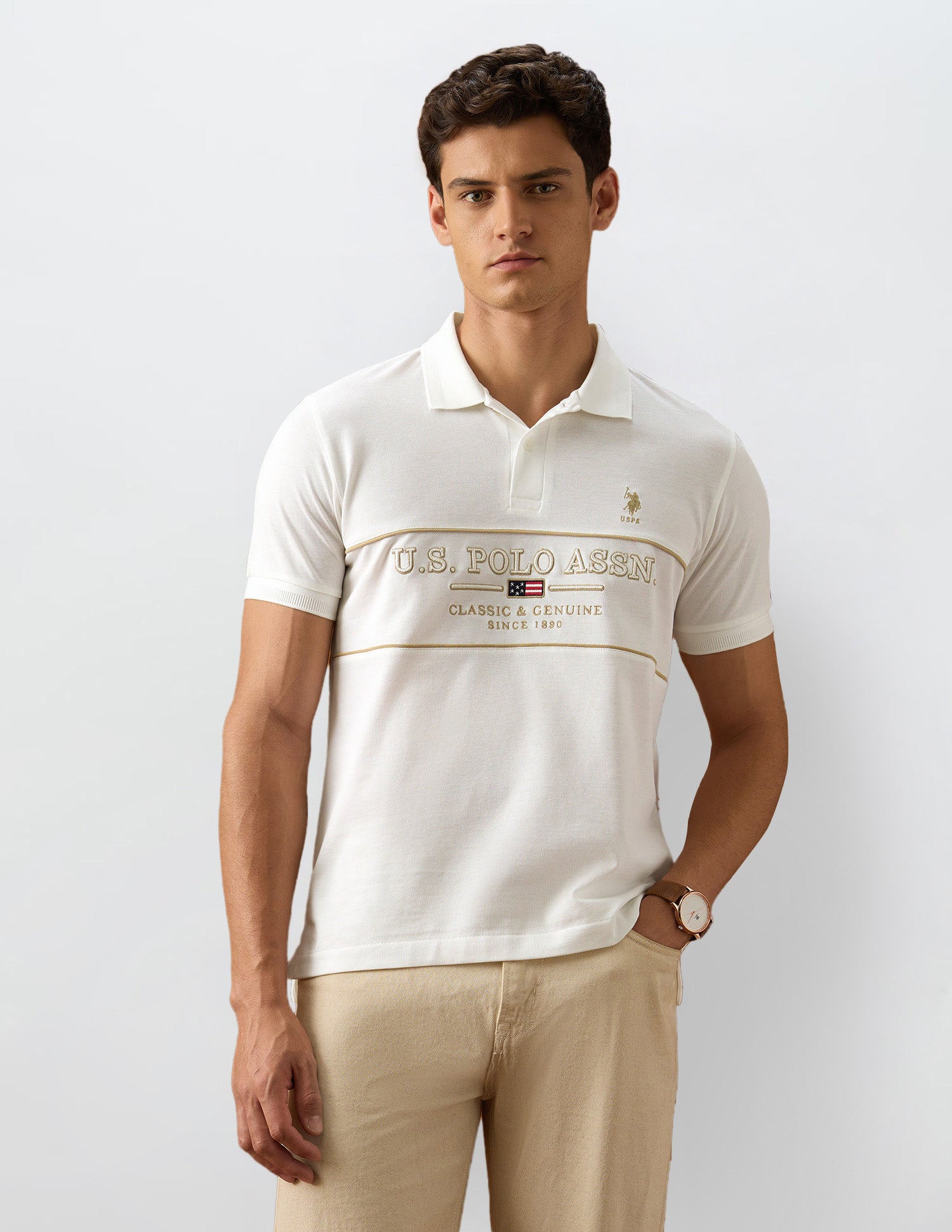 Brand Embroidered Slim Fit Polo Shirt