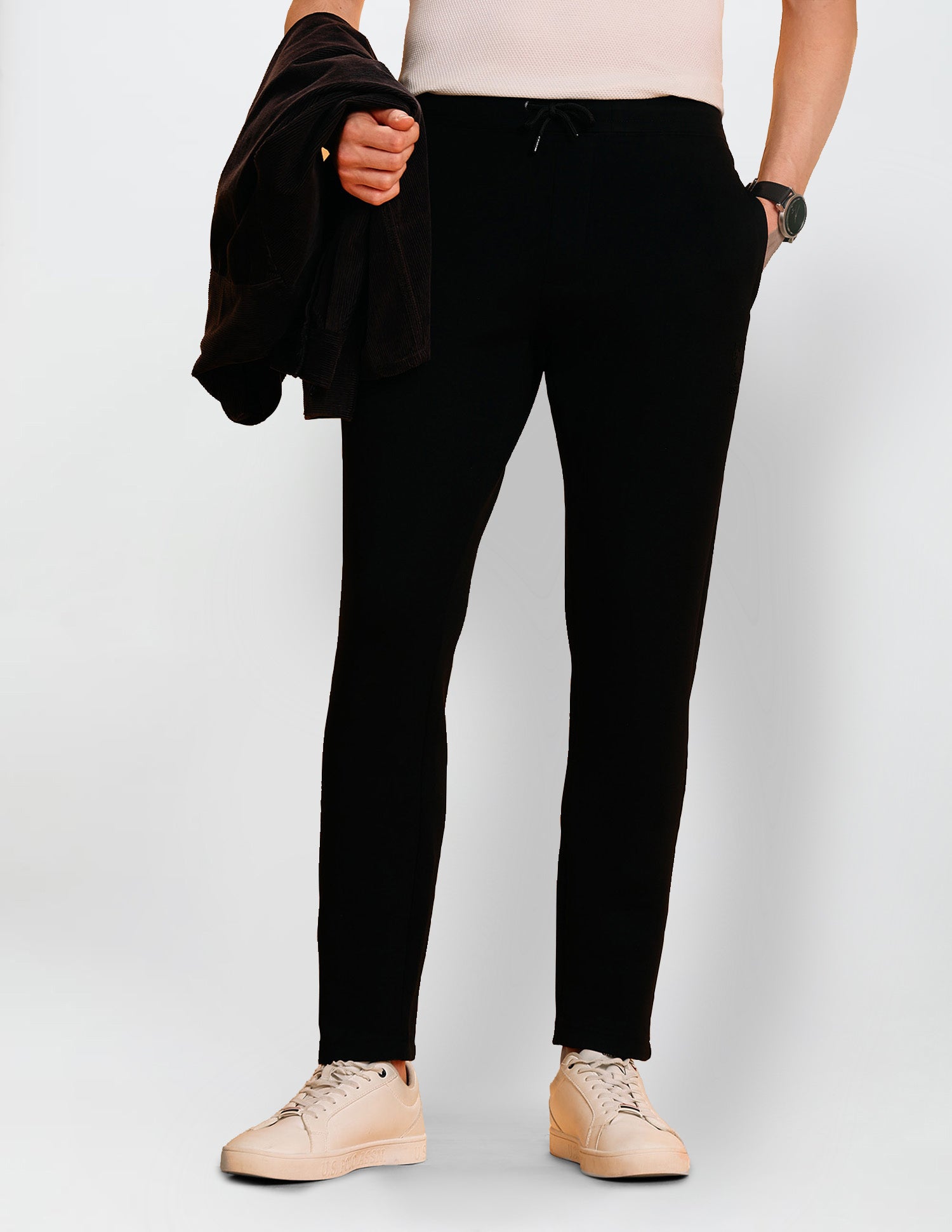 Solid Mid Rise Track Pant