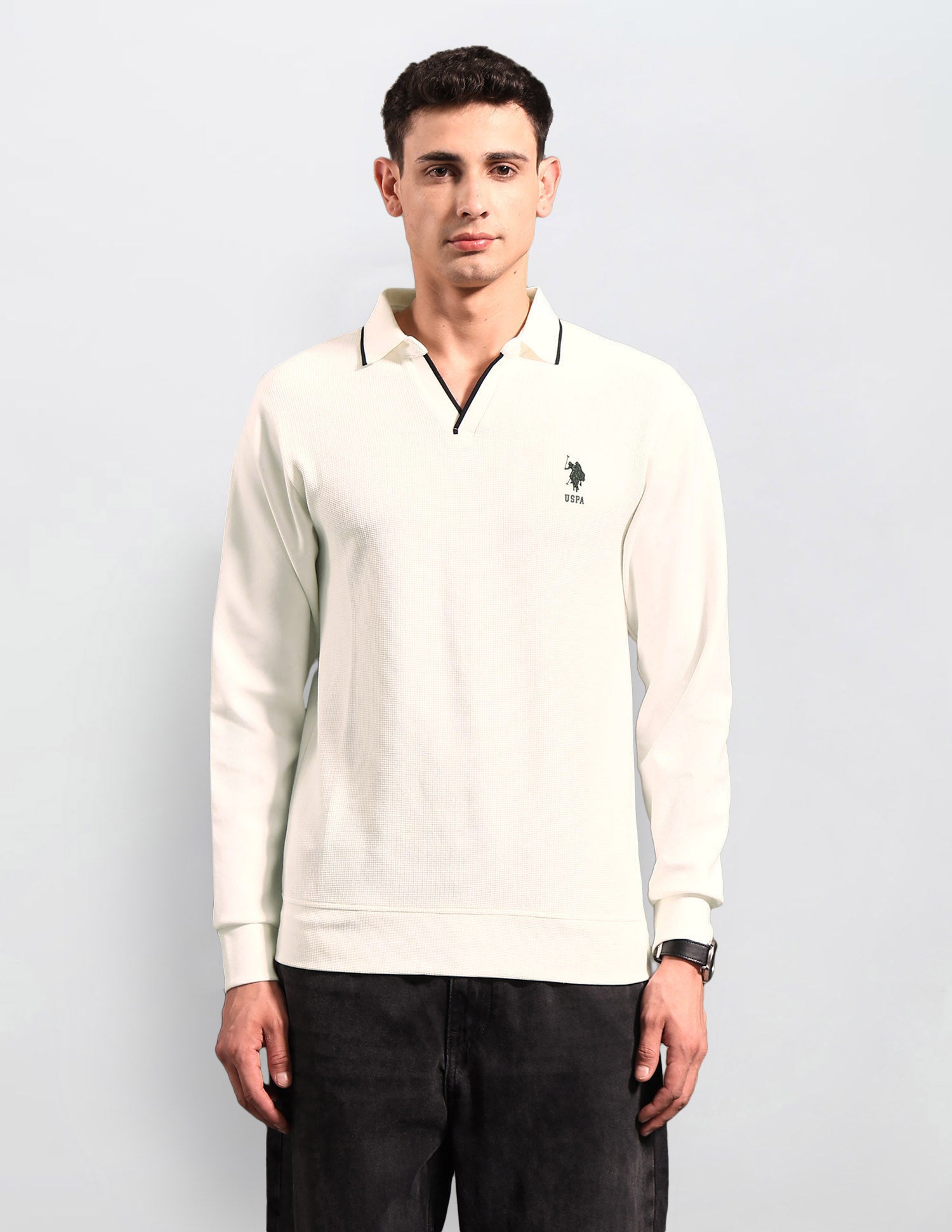 Muscle Fit Black & Gold Polo Shirt Ivory - U.S. Polo Assn. India | Large