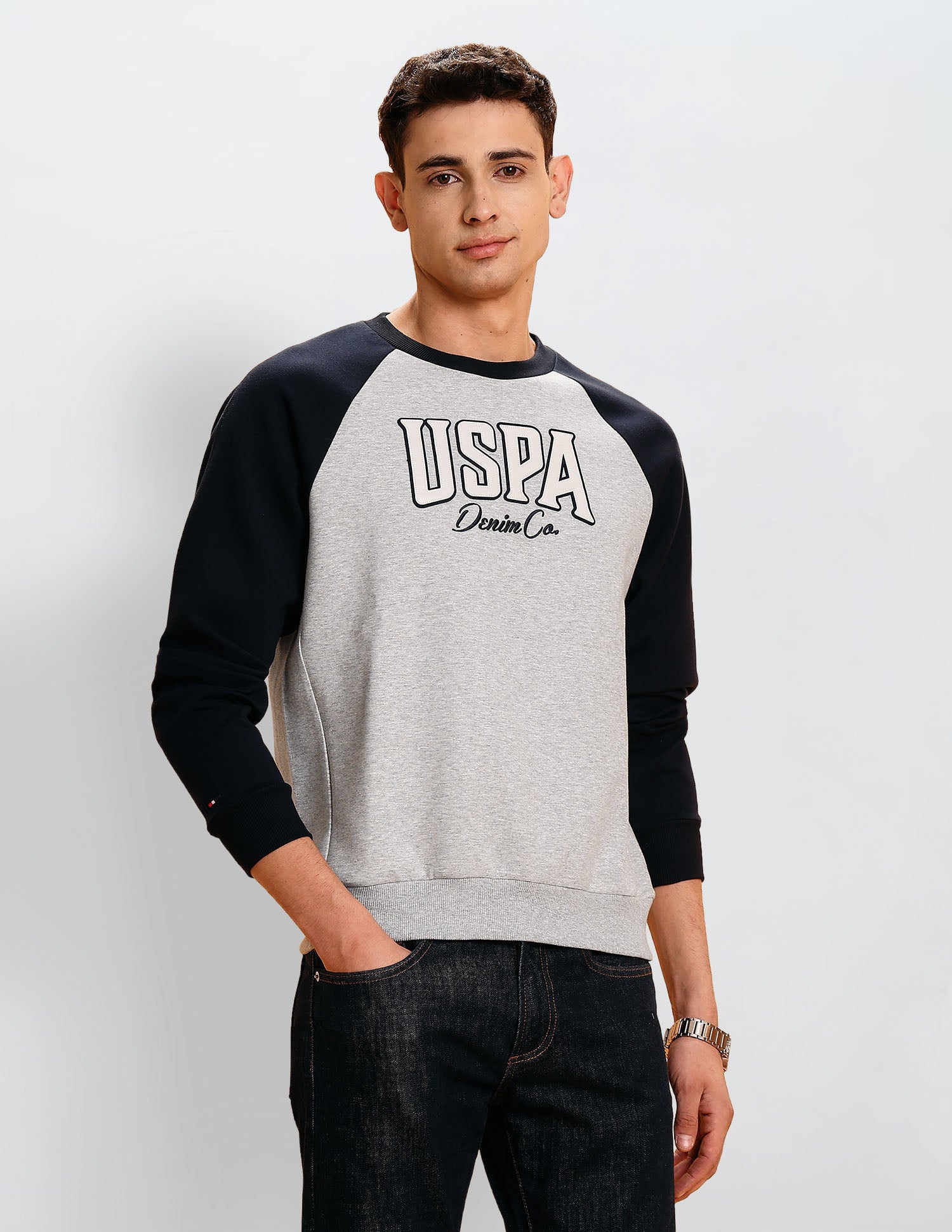 Brand Embossed Legend Of Horseshoe Sweatshirt Grey - U.S. POLO ASSN. | Large