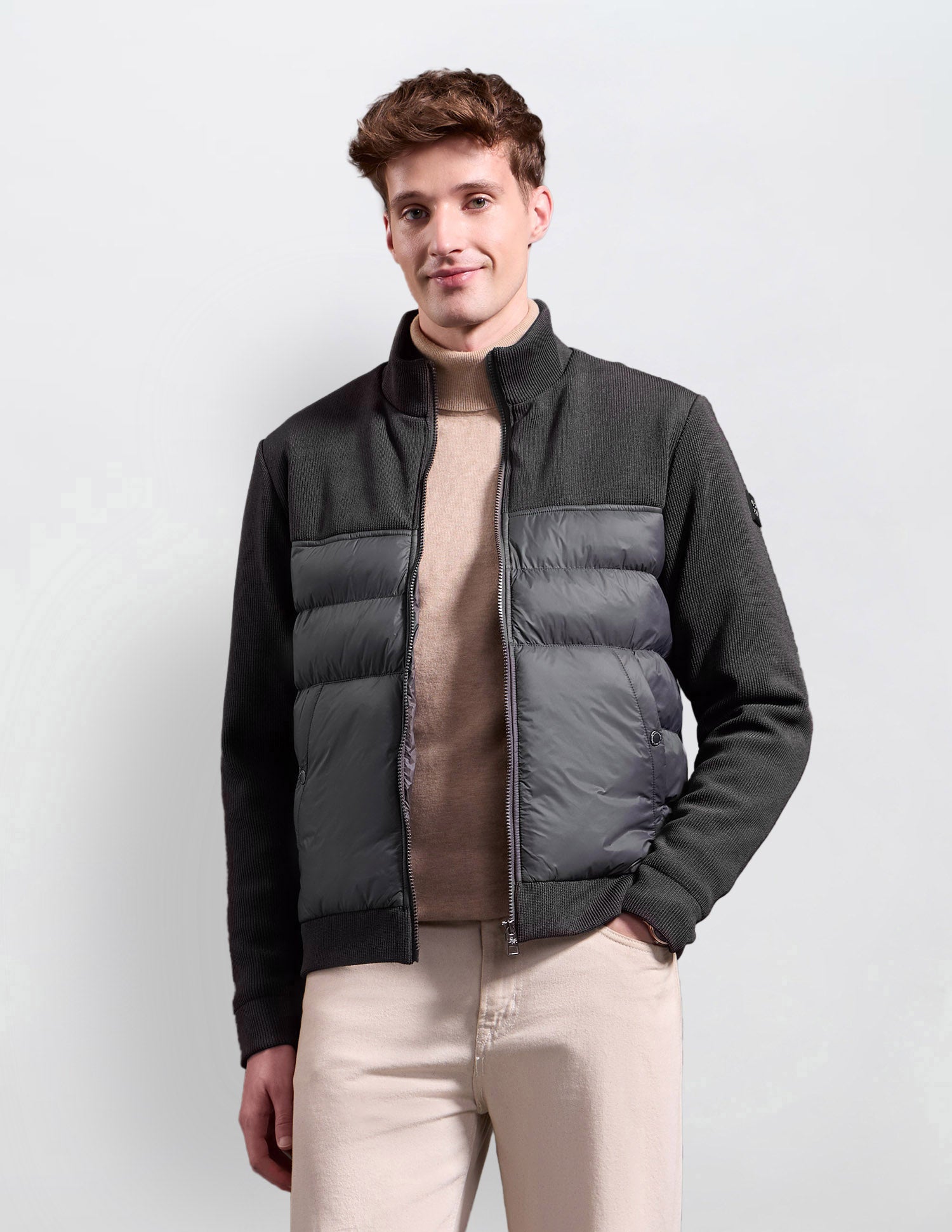 Black & Gold Puffer Jacket Regular Fit Jacket