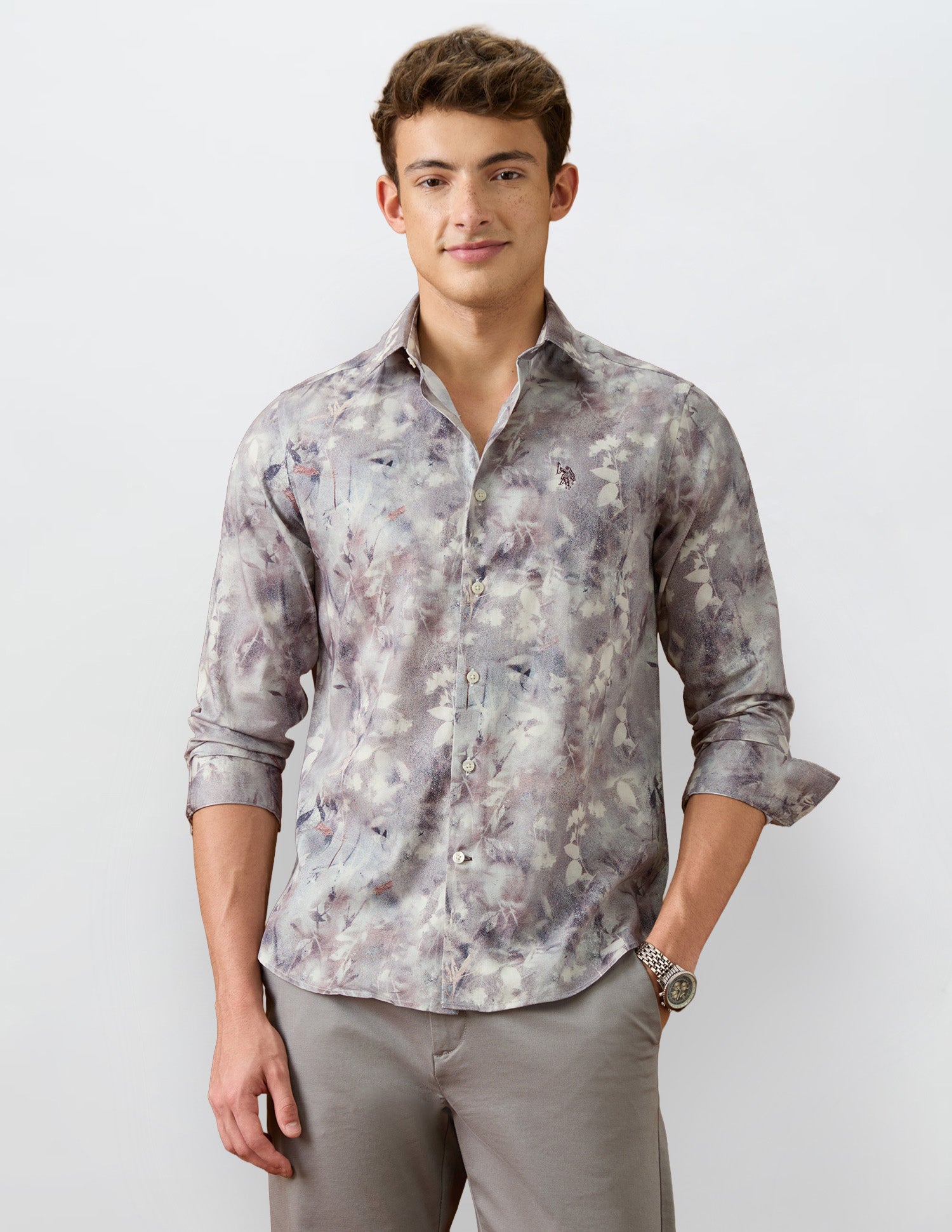 Tropical Printed Satin Shirt