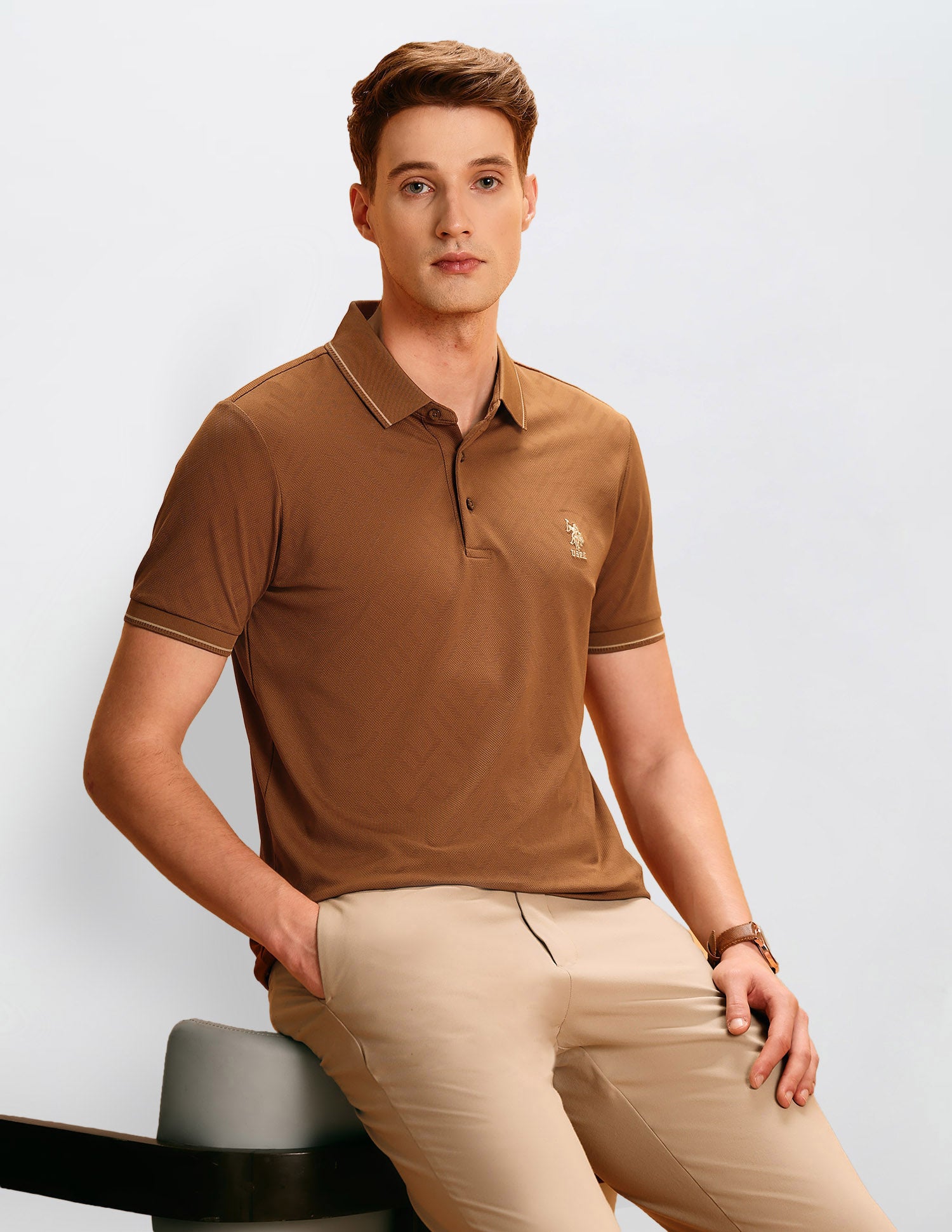 Textured Regular Fit Polo Shirt