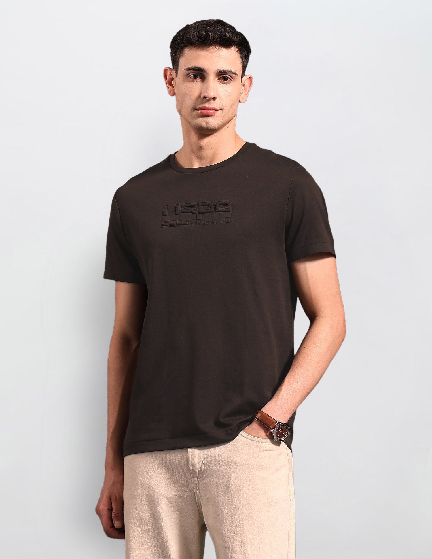 Brand Embossed Black & Gold T-Shirt
