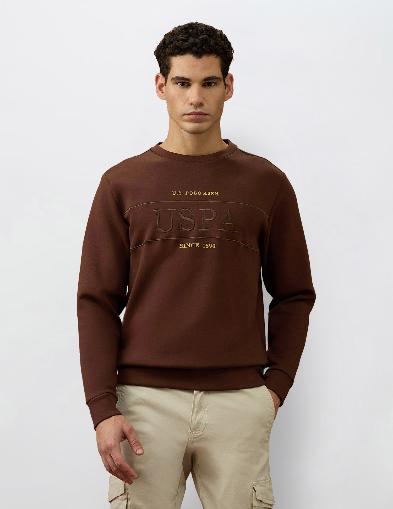 Brand Embroidered Equestrian Aisle Theater Sweatshirt Dark Brown - U.S. POLO ASSN. | Large