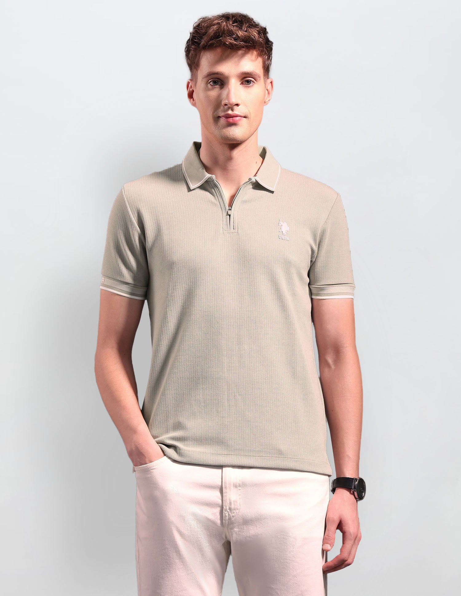 Black & Gold Textured Polo Shirt