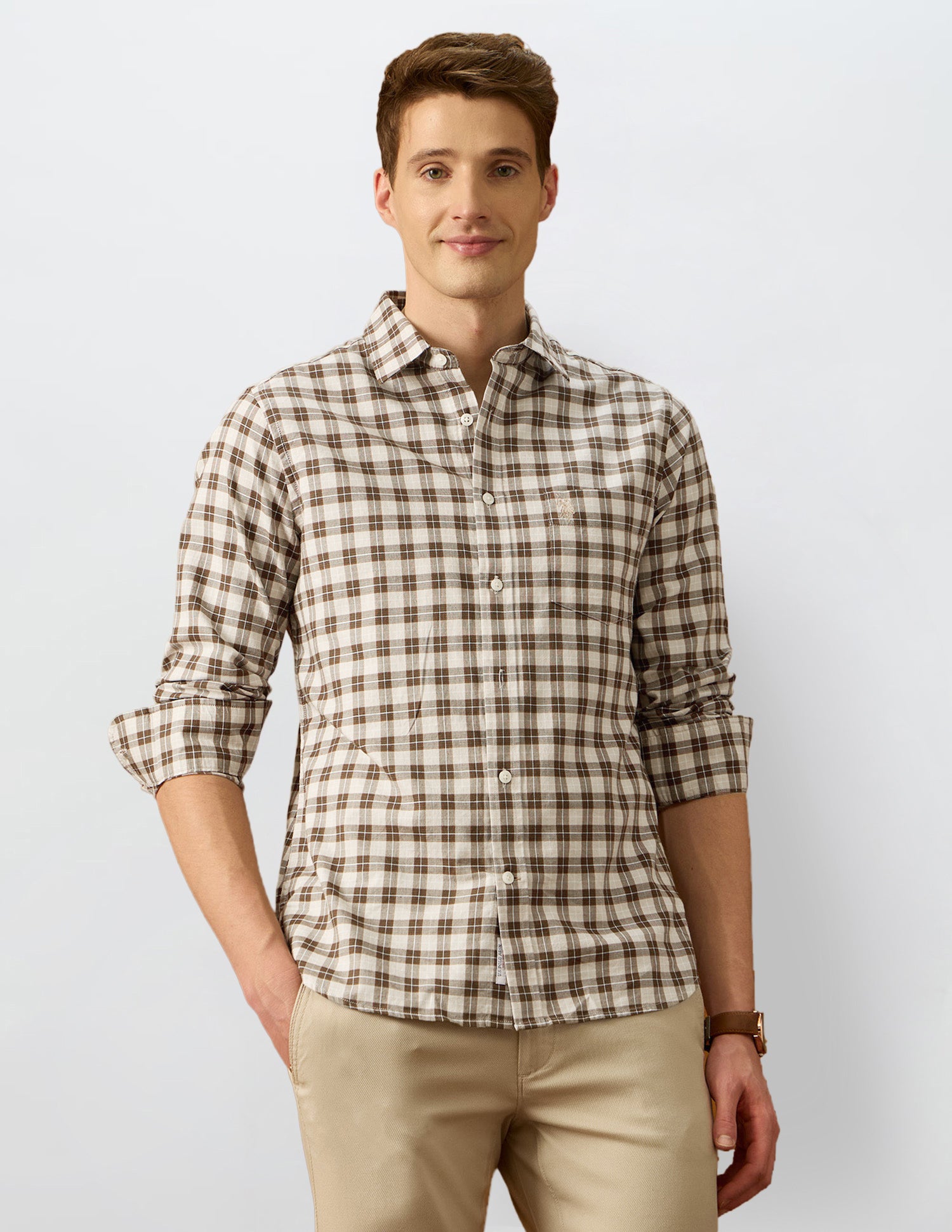 Equestrian Sports @ Elevnado Plaid Checked Shirt Khaki - U.S. Polo Assn. India | Large