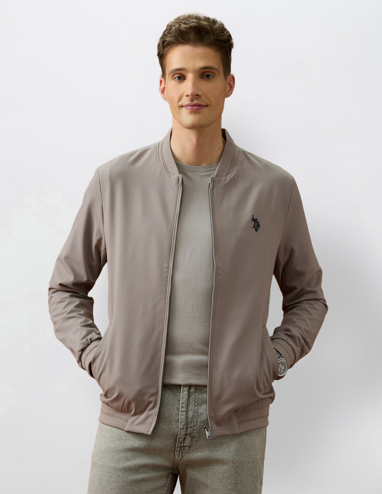 Solid Equestrian Aisle Theater Bomber Jacket
