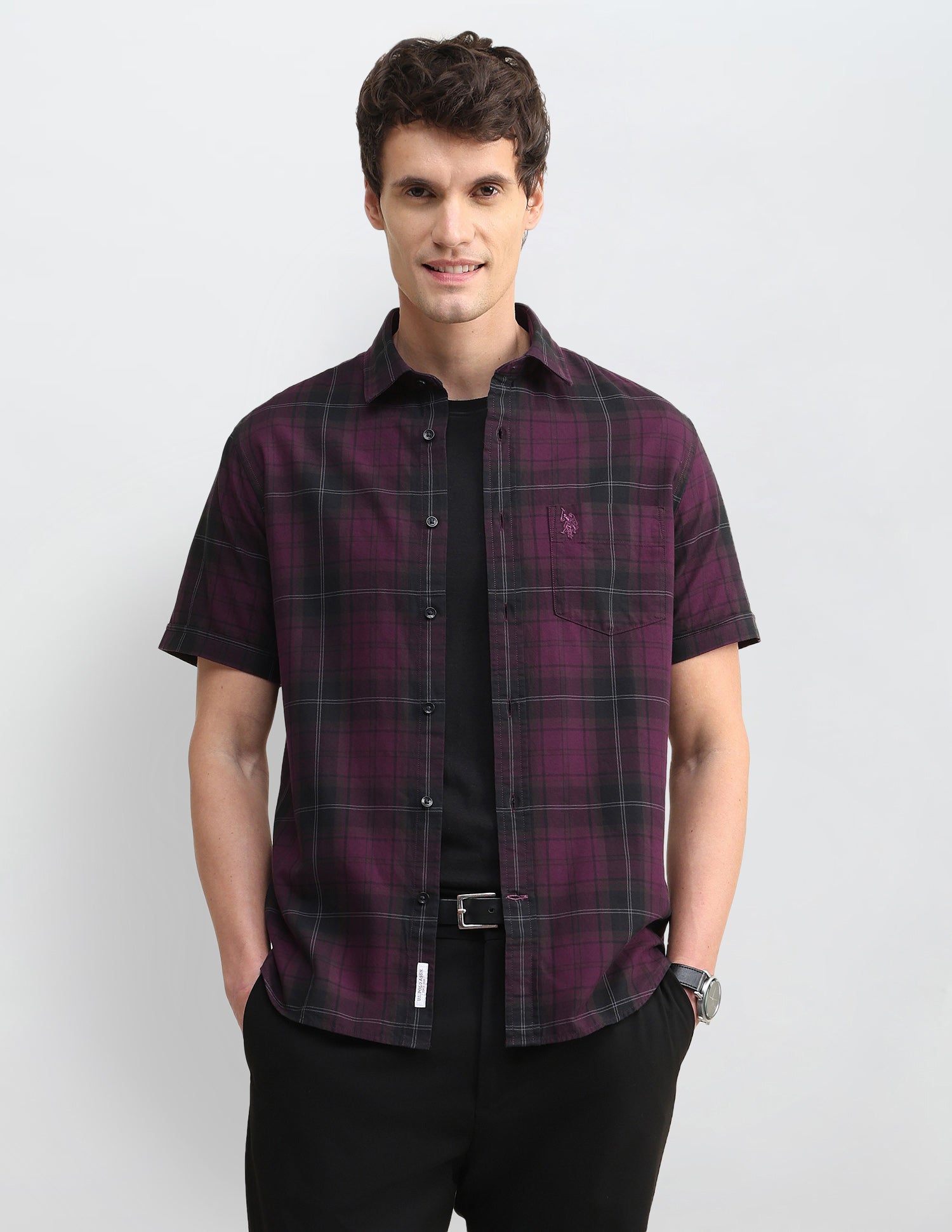 Plaid Checked Regular Fit Shirt Wine - U.S. Polo Assn. India | Large