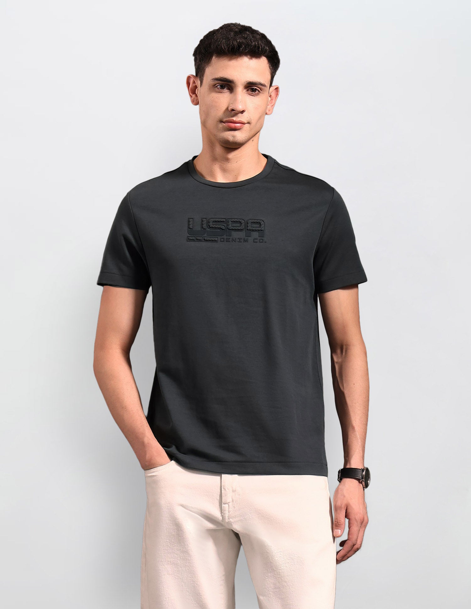Brand Embossed Black & Gold T-Shirt