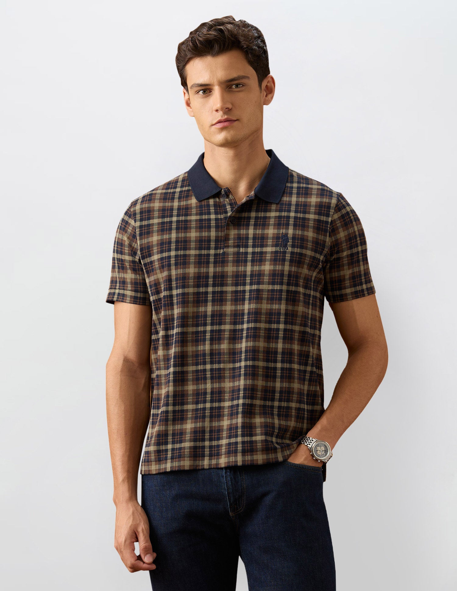 Checked Slim Fit Polo Shirt