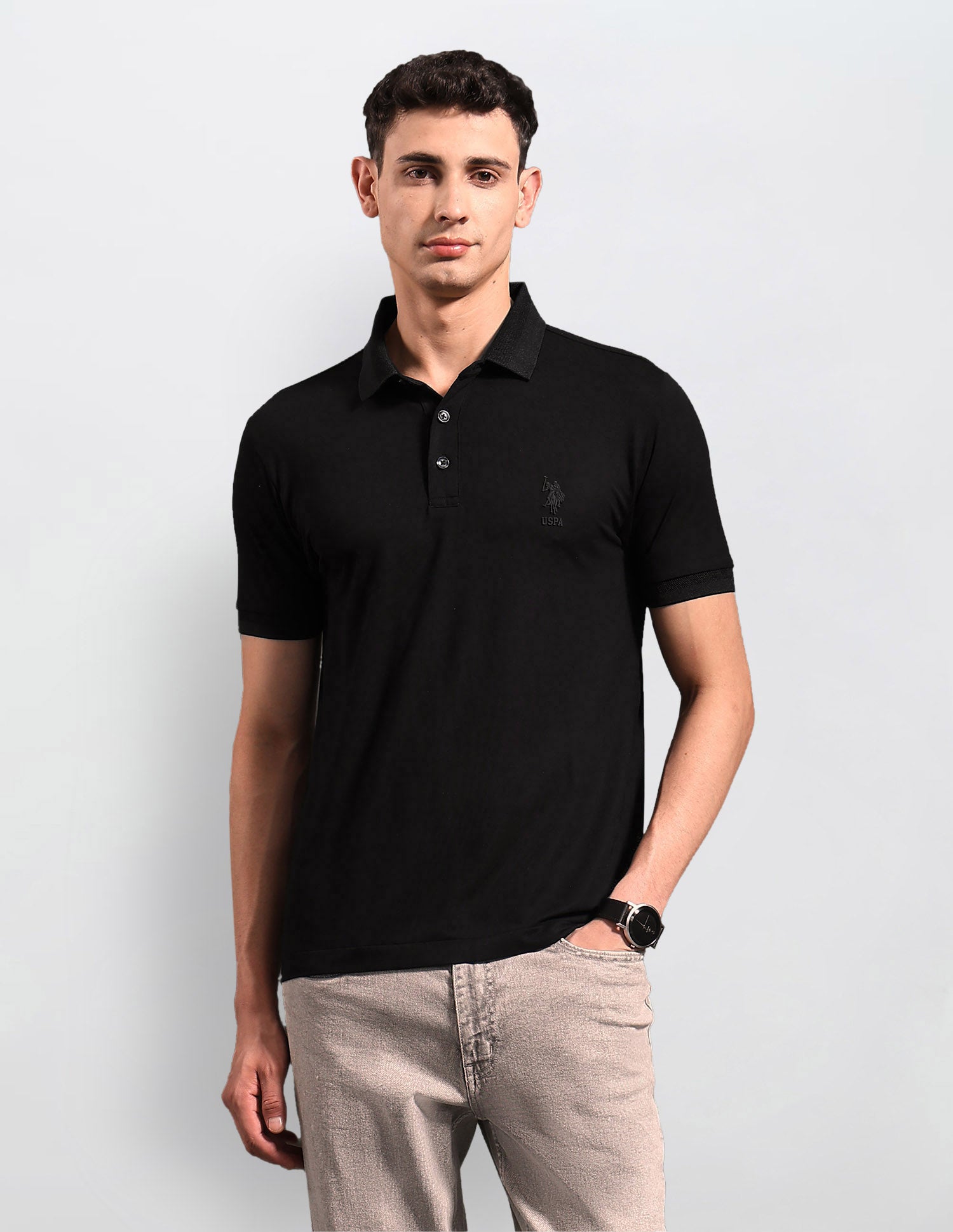 Solid Black & Gold Polo Shirt