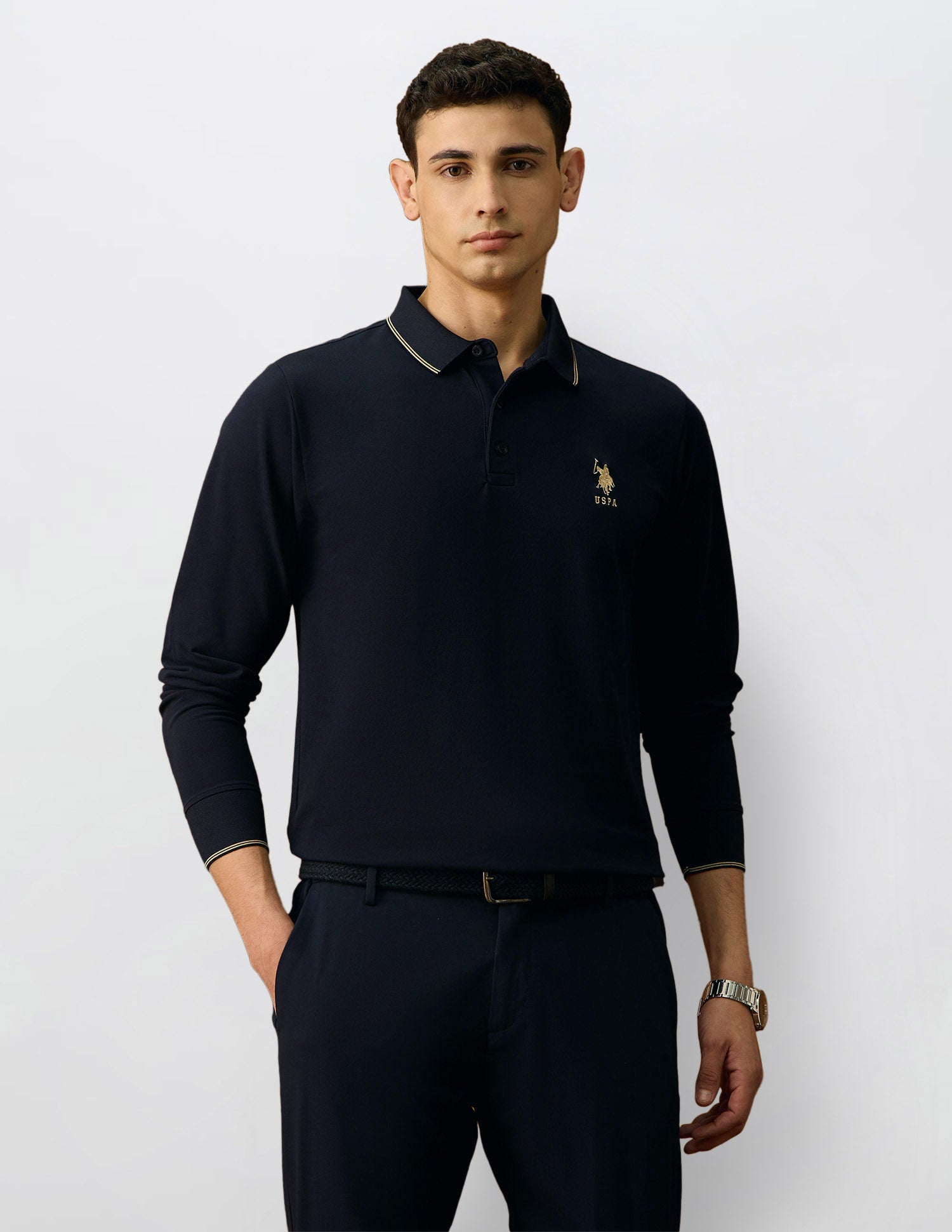 Solid Equestrian Aisle Theater Polo Shirt Navy - U.S. Polo Assn. India | Large