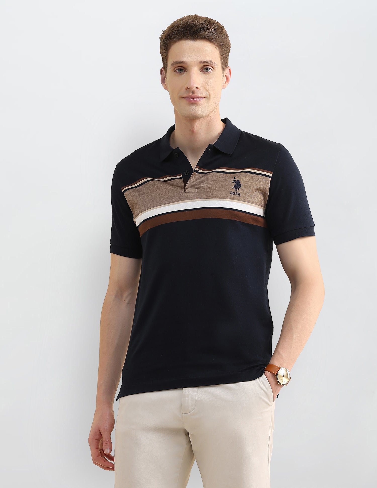 Colourblocked Slim Fit Polo Shirt Navy - U.S. Polo Assn. India | Large
