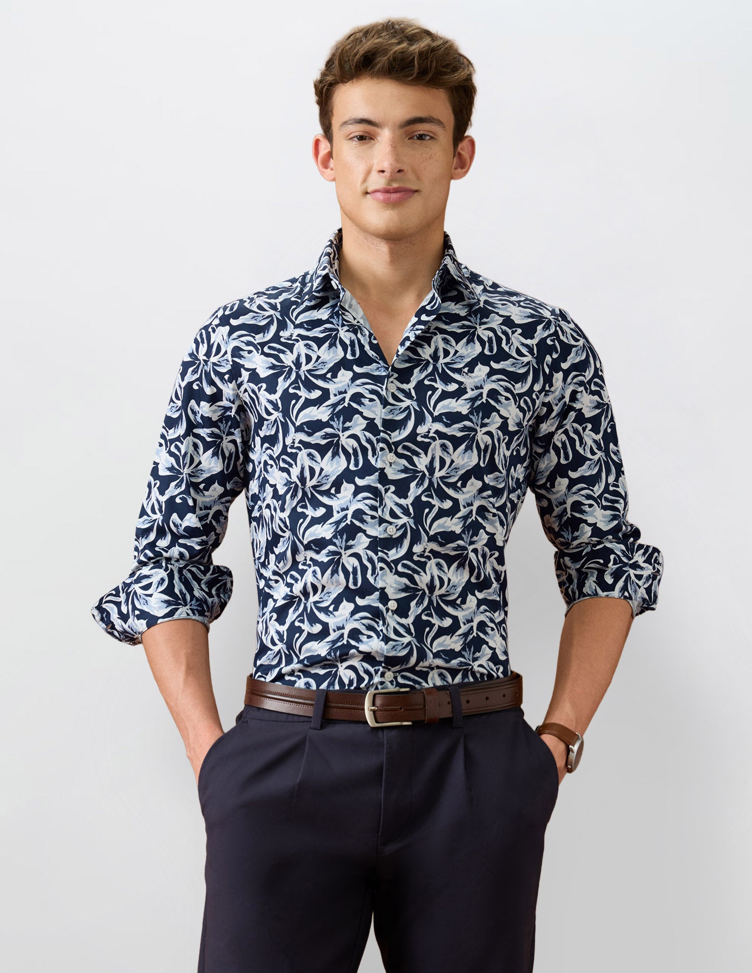 Abstract Printed Satin Shirt