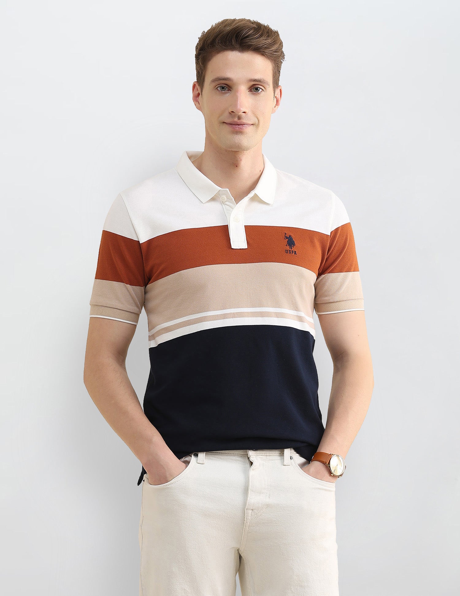 Colourblocked Slim Fit Polo Shirt