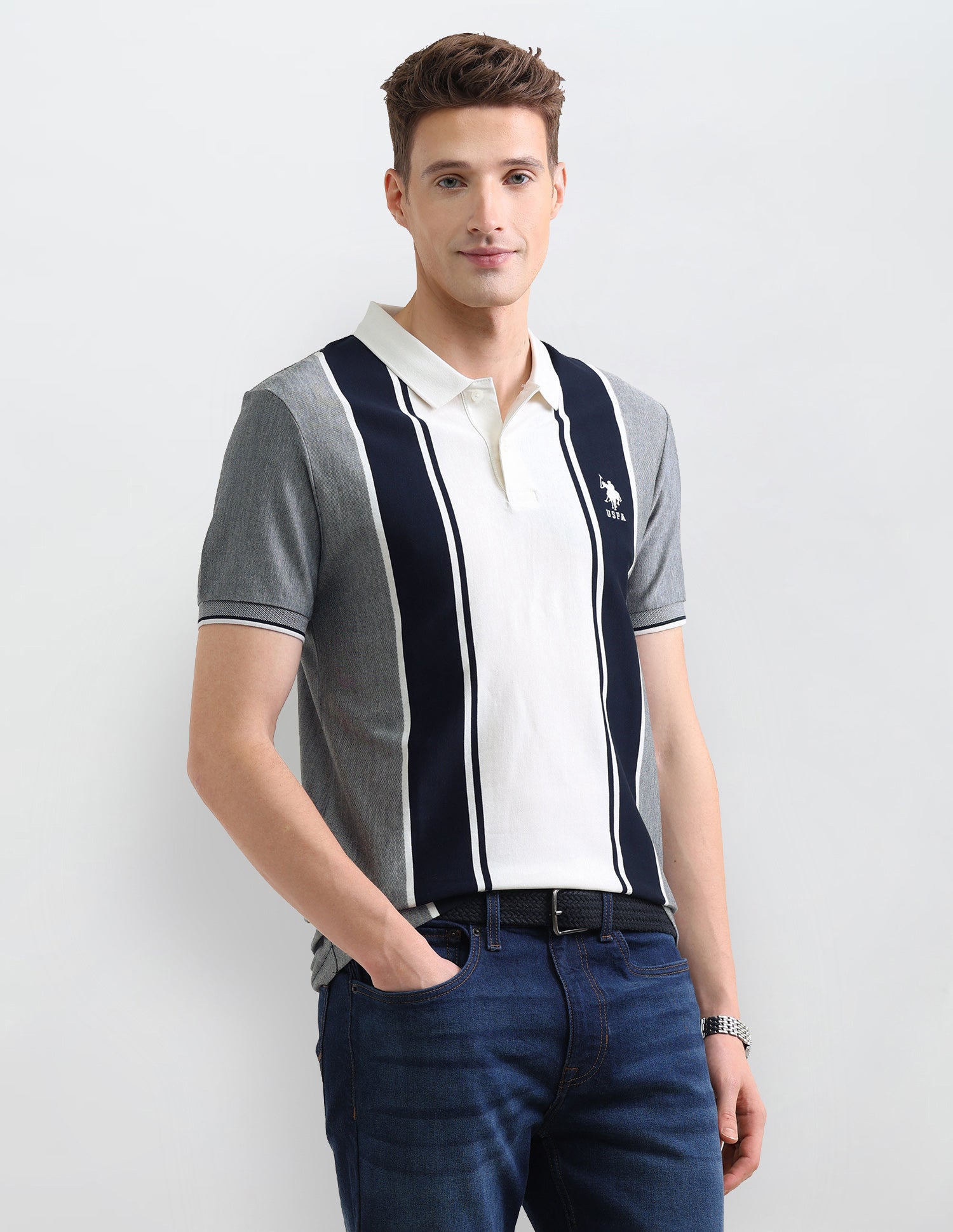 Colourblocked Slim Fit Polo Shirt Navy - U.S. Polo Assn. India | Large