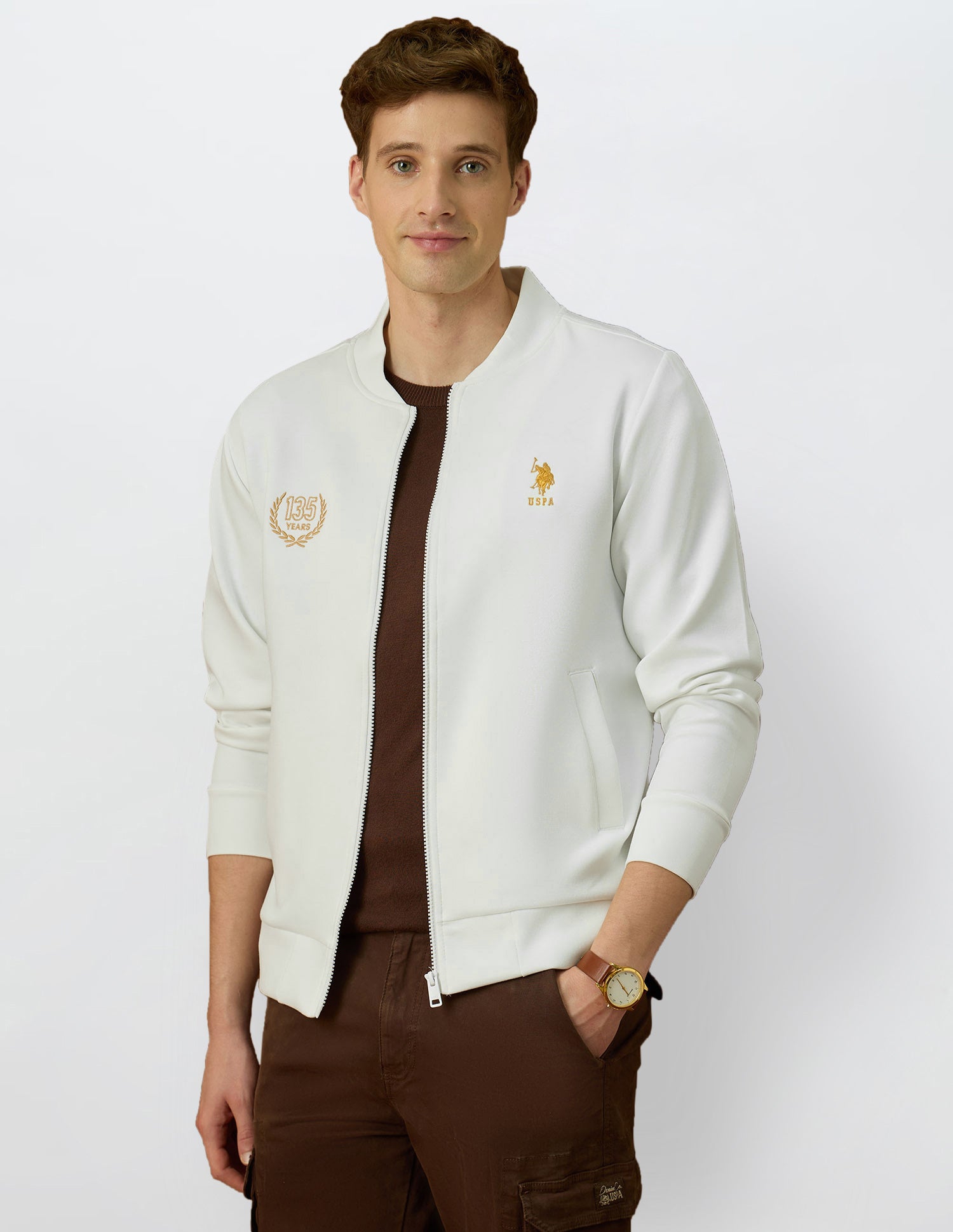 Brand Embroidered Varsity Theatre Zipper Sweatshirt