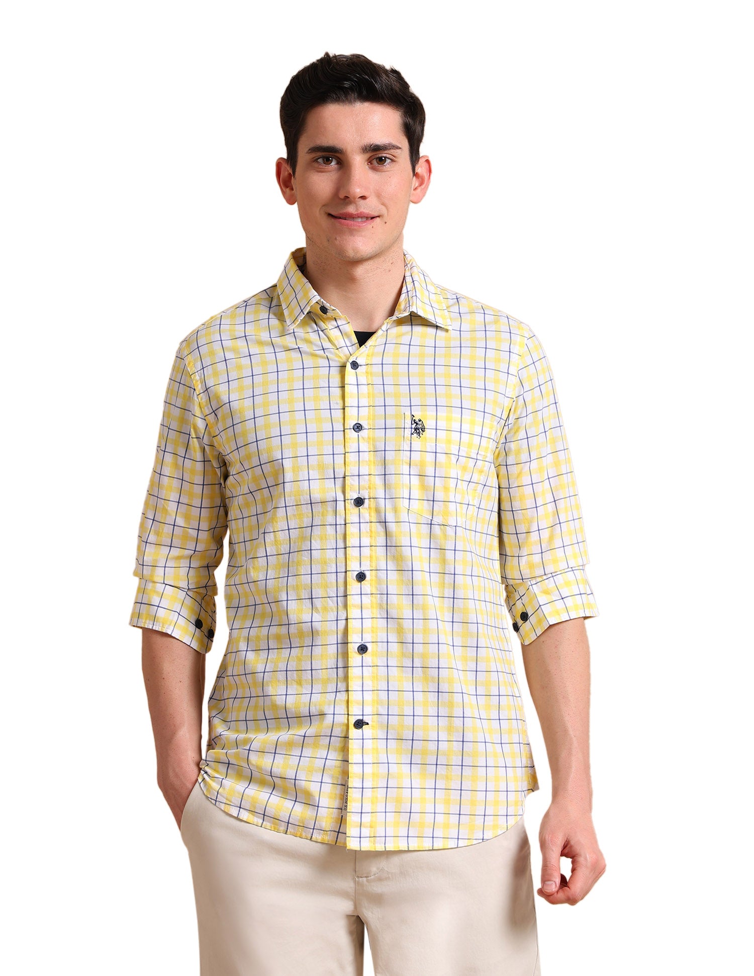 Twill Check Shirt Yellow - U.S. POLO ASSN. | Large