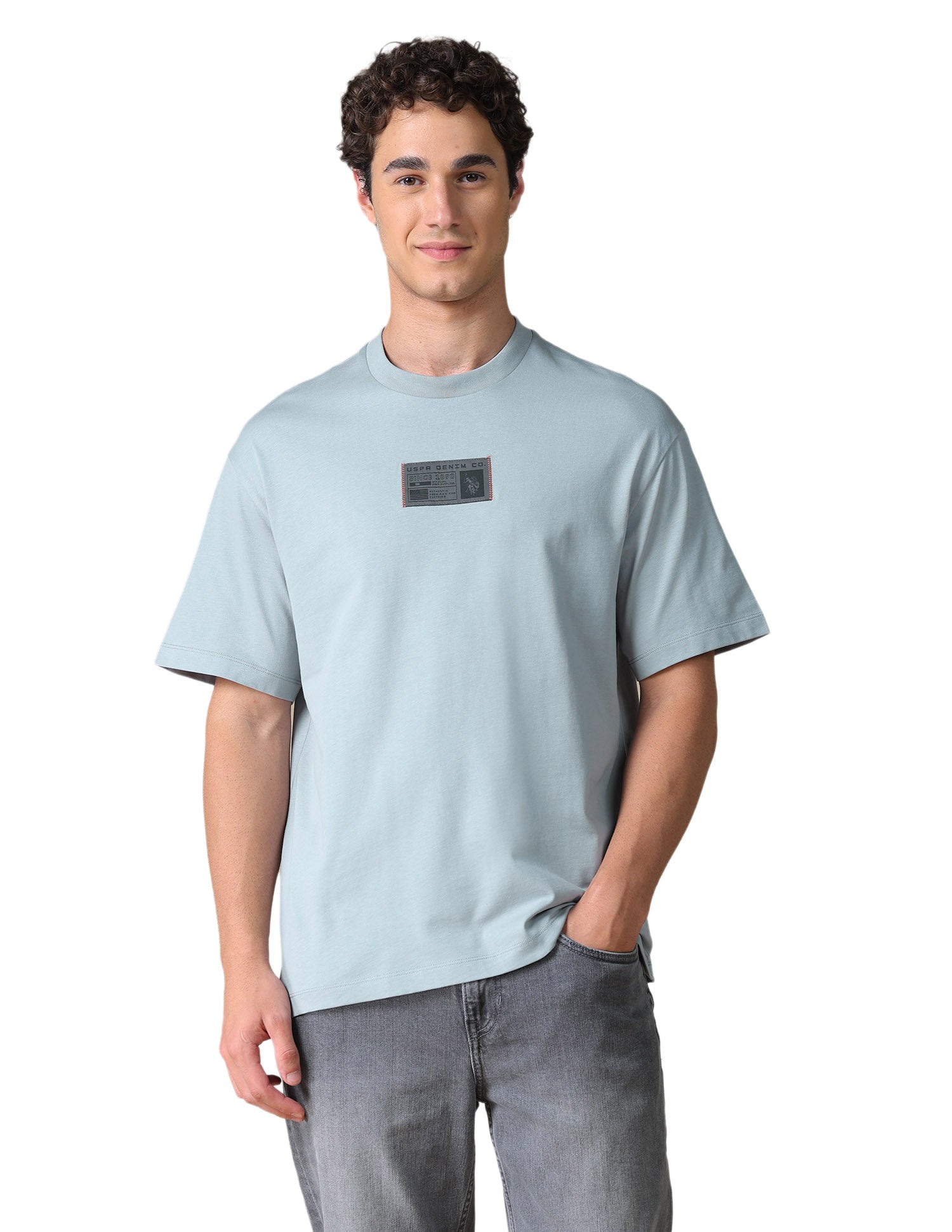 Solid Relaxed Fit T-Shirt Grey - U.S. Polo Assn. India | Large